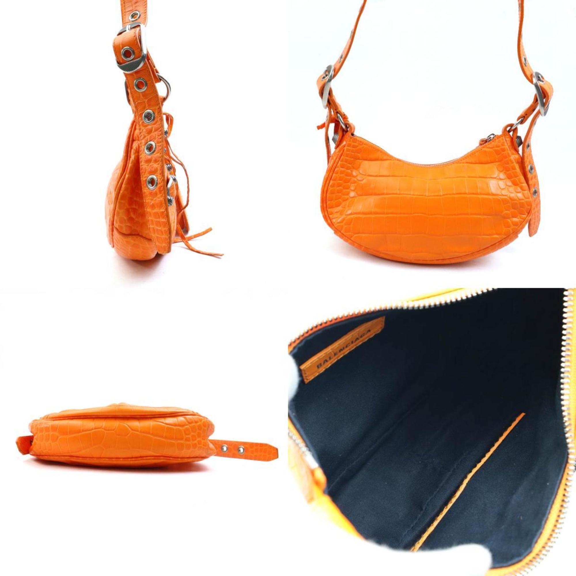 Balenciaga Orange Leather Pouch Shoulder Bag (Pre-Owned)