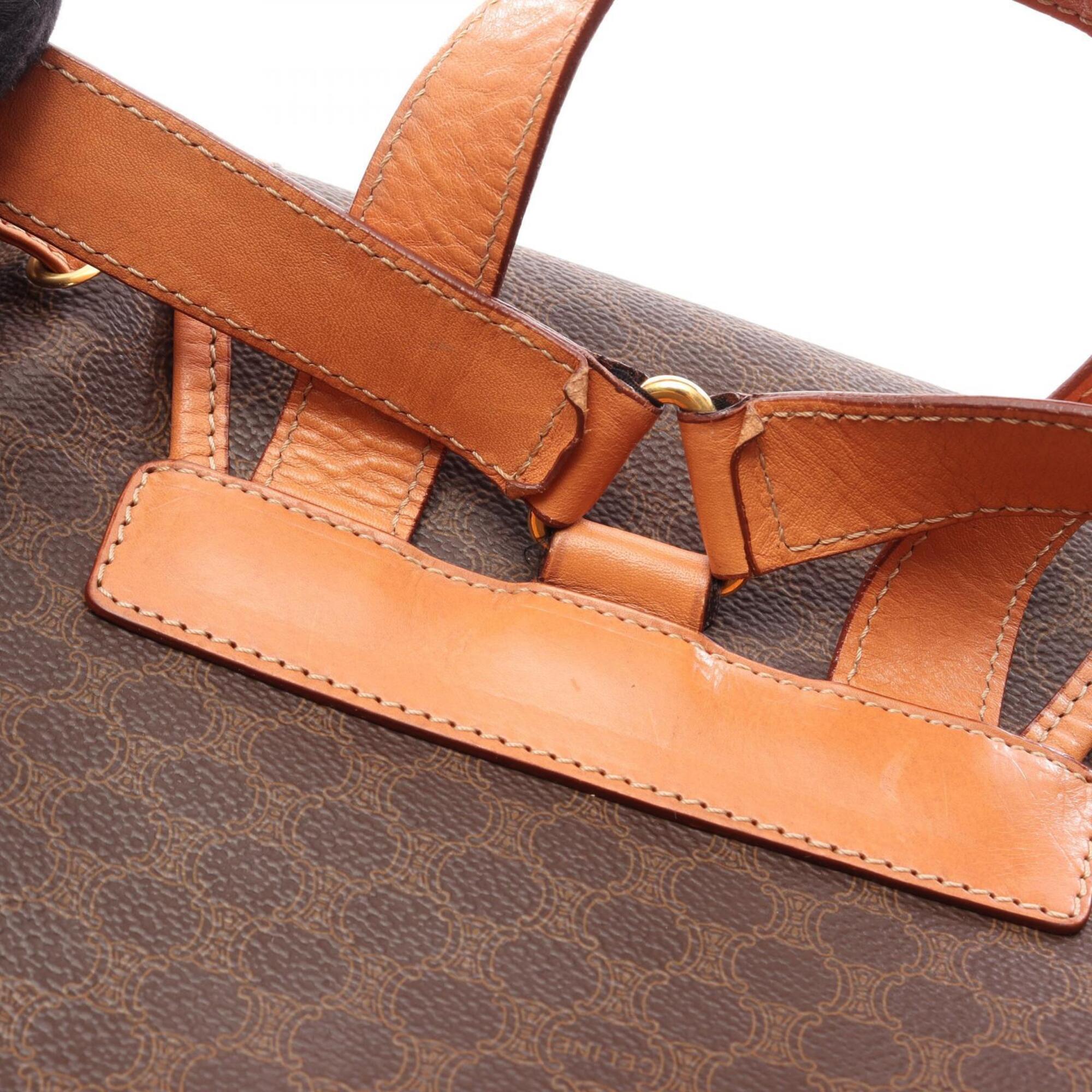 Celine Brown Coated Canvas Pvc Leather Backpack Handbag (Pre-Owned)