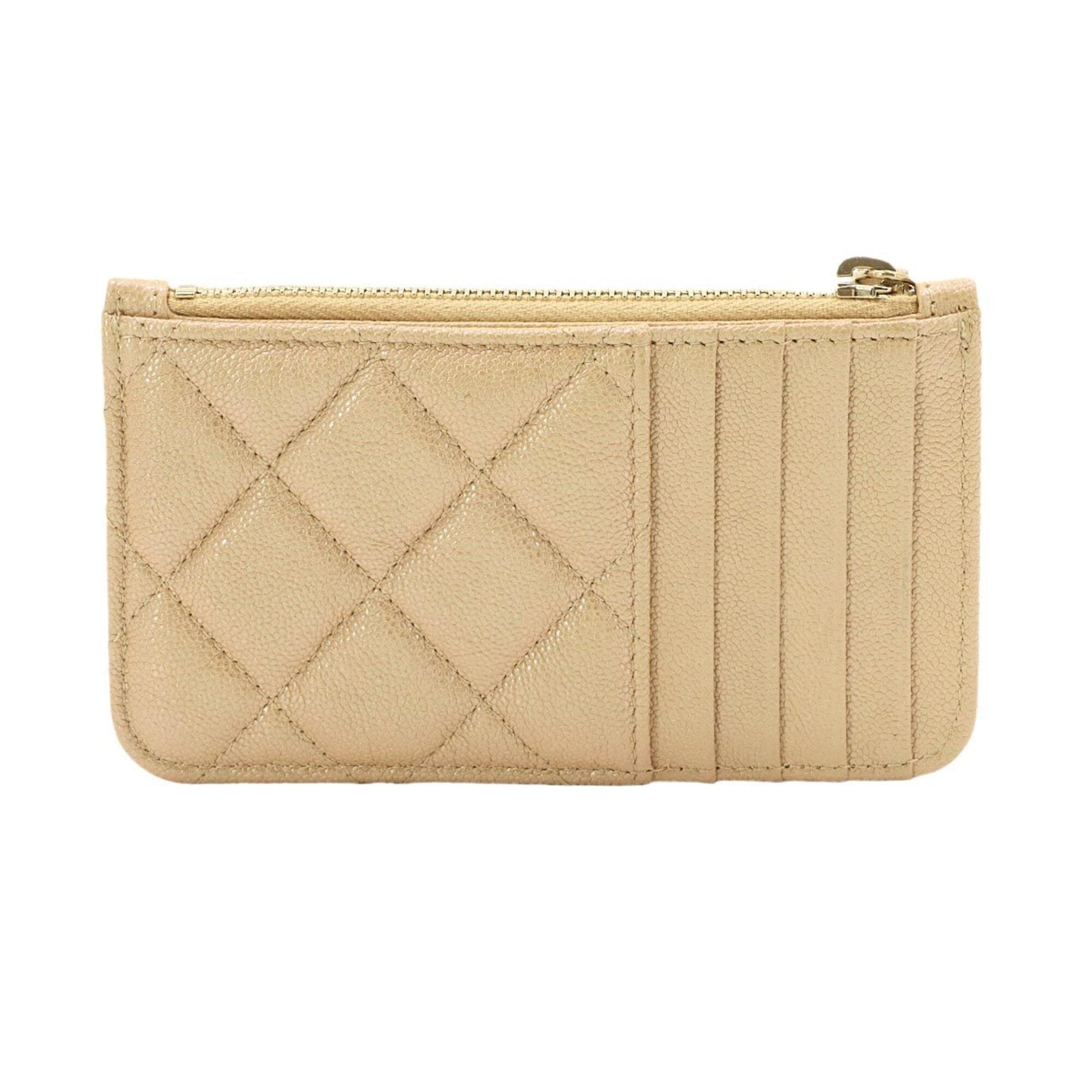 Chanel Beige Grained Calfskin Coin Purse/Coin Case (Pre-Owned)