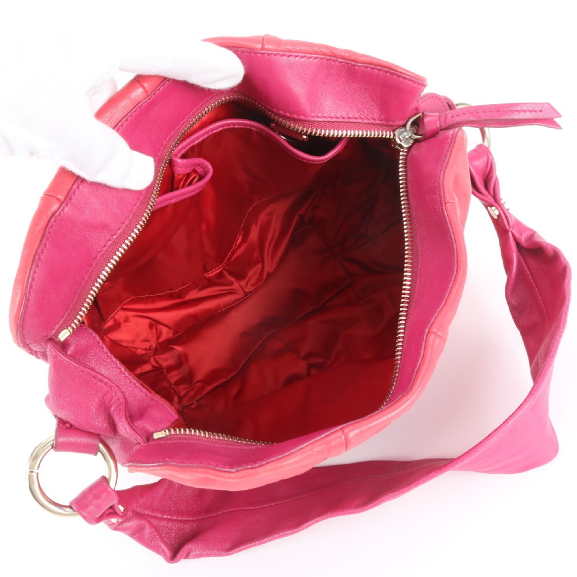 Celine Red Color Leather Handbag Shoulder Bag Tote Bag (Pre-Owned)