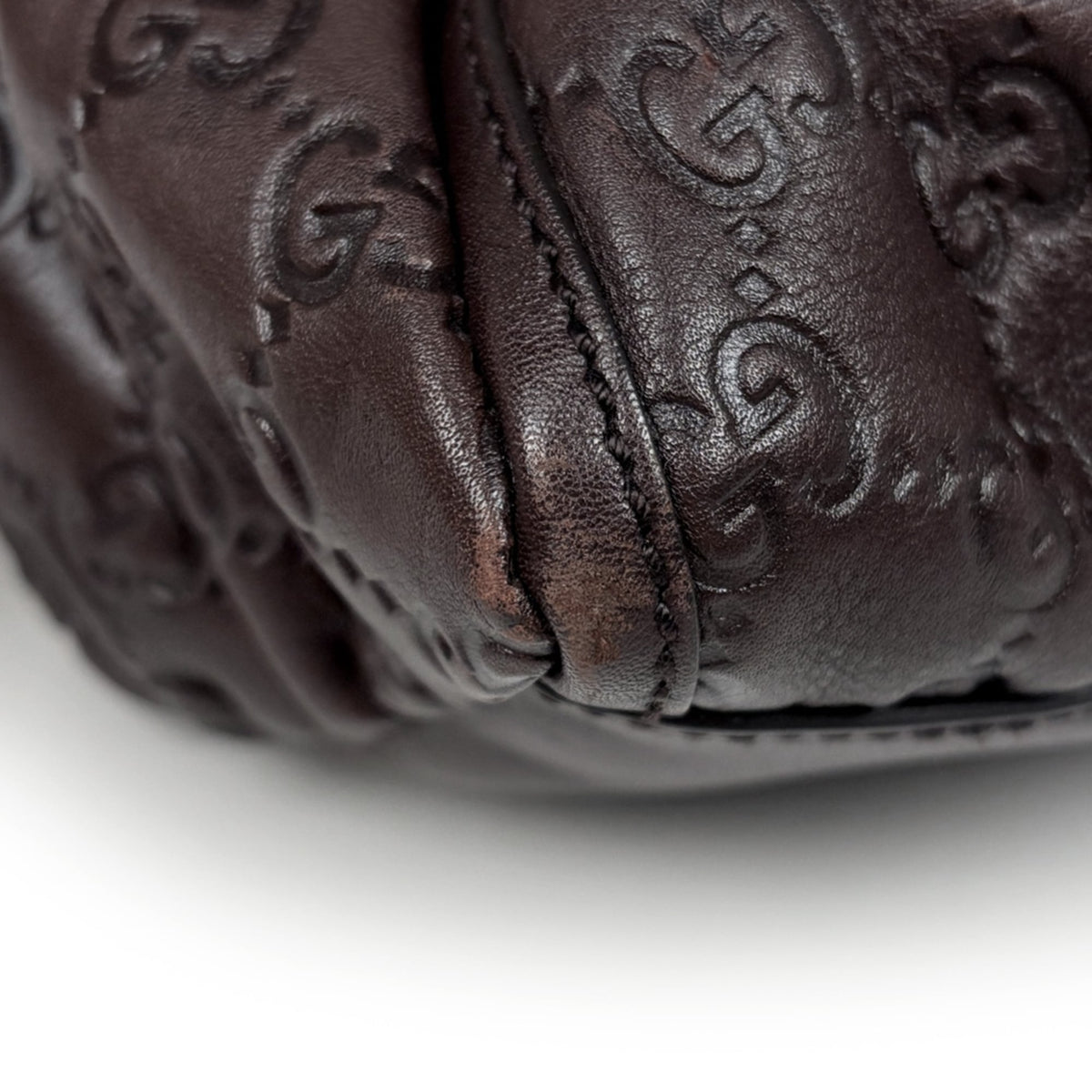 Gucci Dark Brown Leather Shoulder Bag (Pre-Owned)