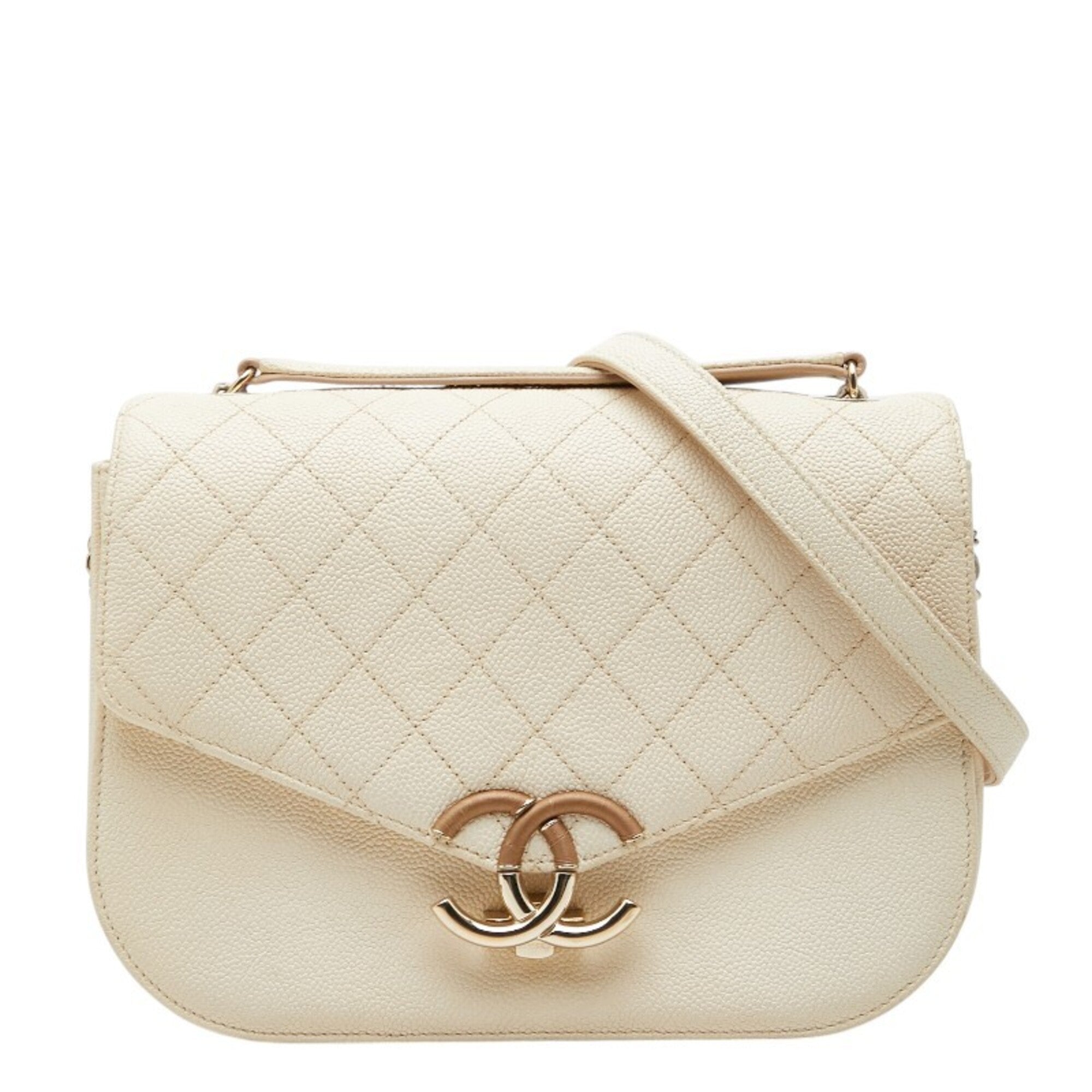 Chanel Beige Grained Calfskin Shopping Bag (Pre-Owned)
