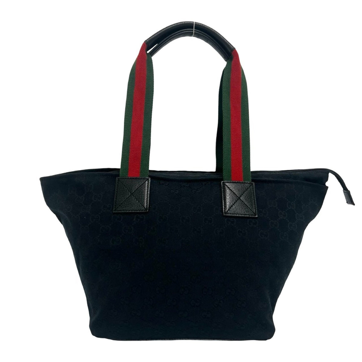 Gucci Black Green Red Color Canvas Leather Handbag Shoulder Bag Tote Bag (Pre-Owned)