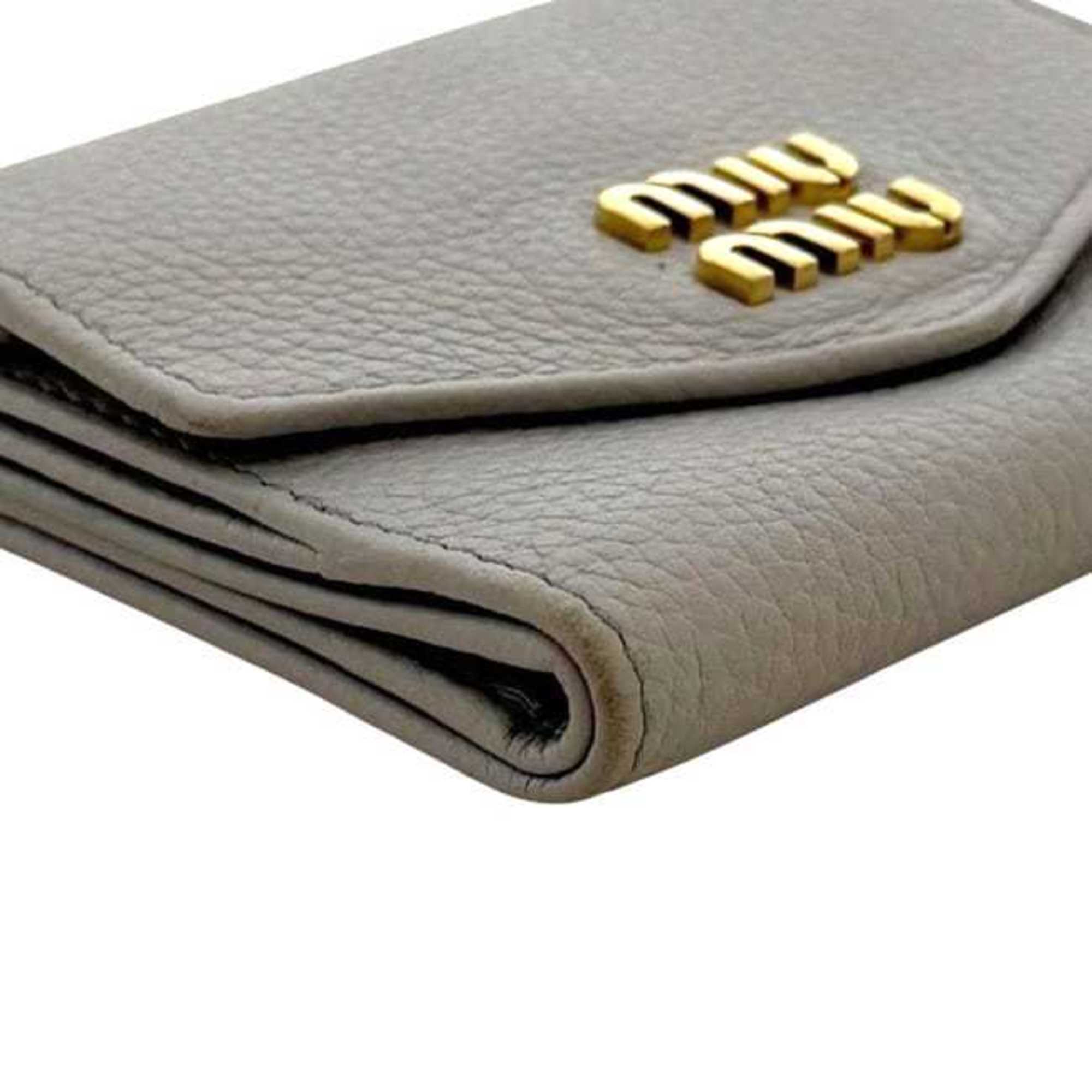 Miu Miu Gray Leather Wallet (Tri-Fold) (Pre-Owned)