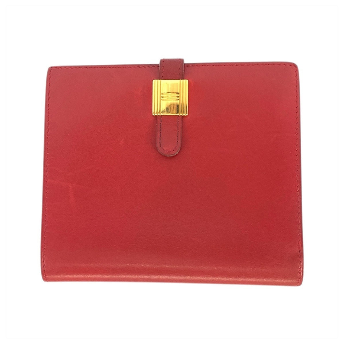 Hermes Red Color Leather Wallet (Bi-Fold) (Pre-Owned)