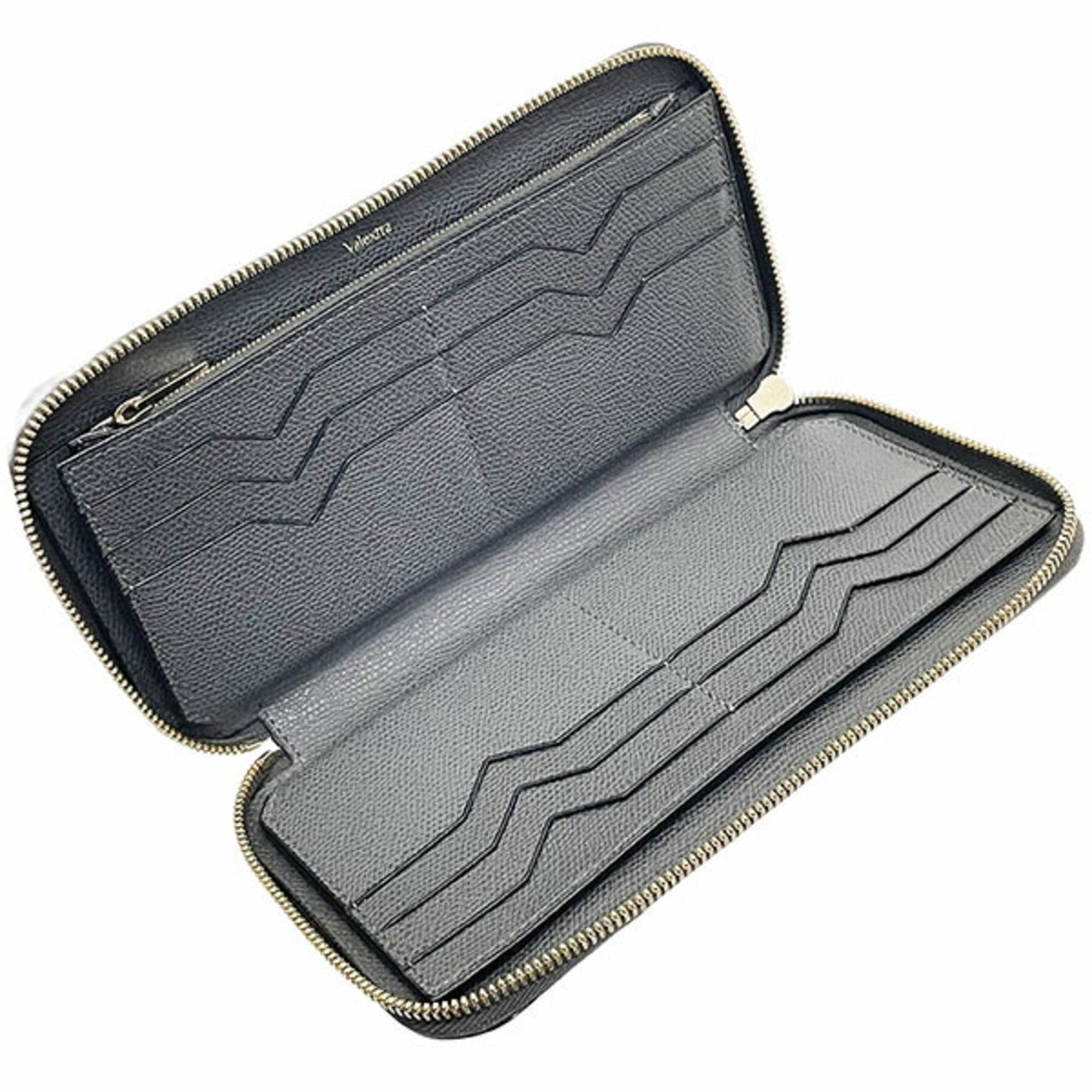 Valextra Charcoal Gray Leather Coin Purse/Coin Case (Pre-Owned)