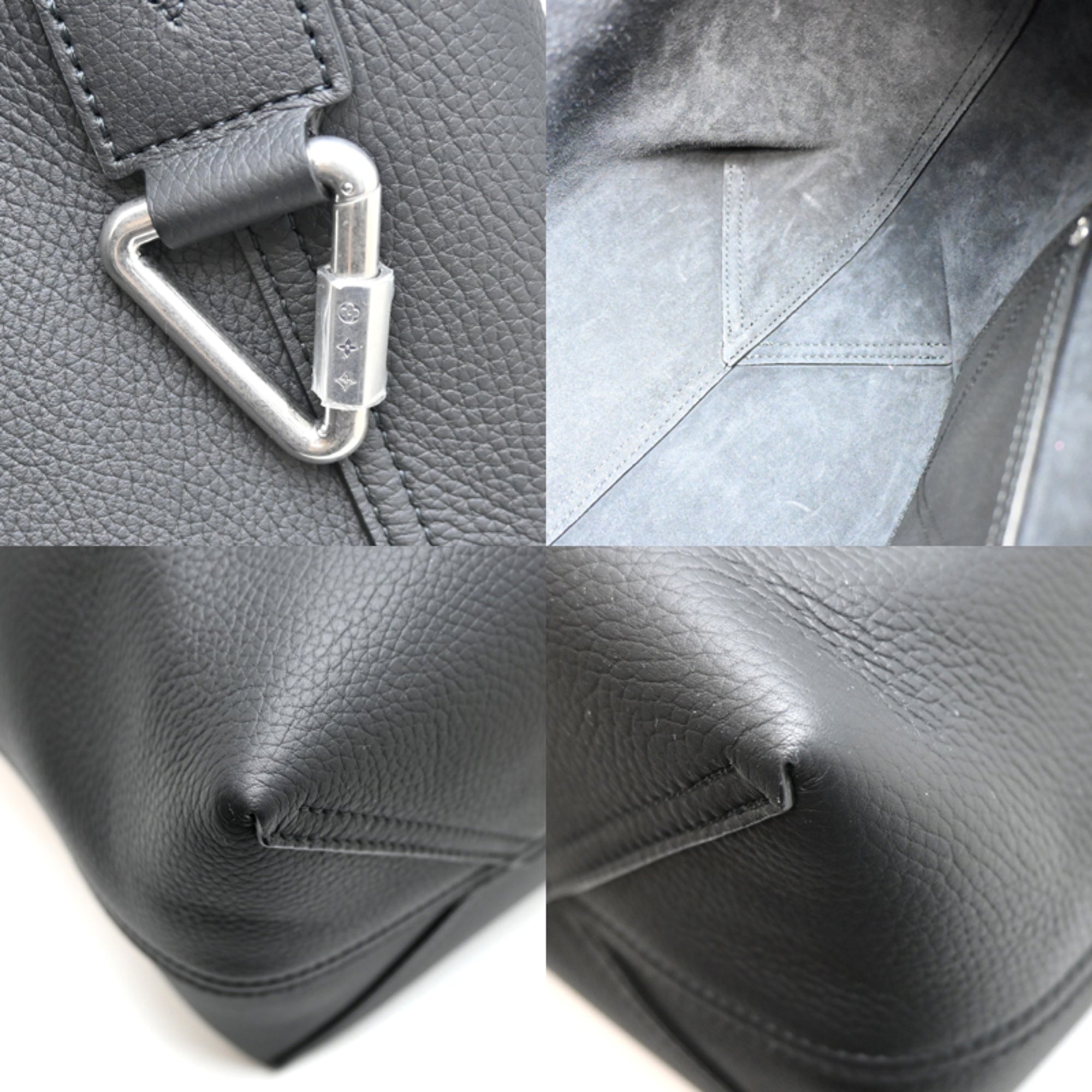 Louis Vuitton Black Noir Leather Pouch Tote Bag (Pre-Owned)