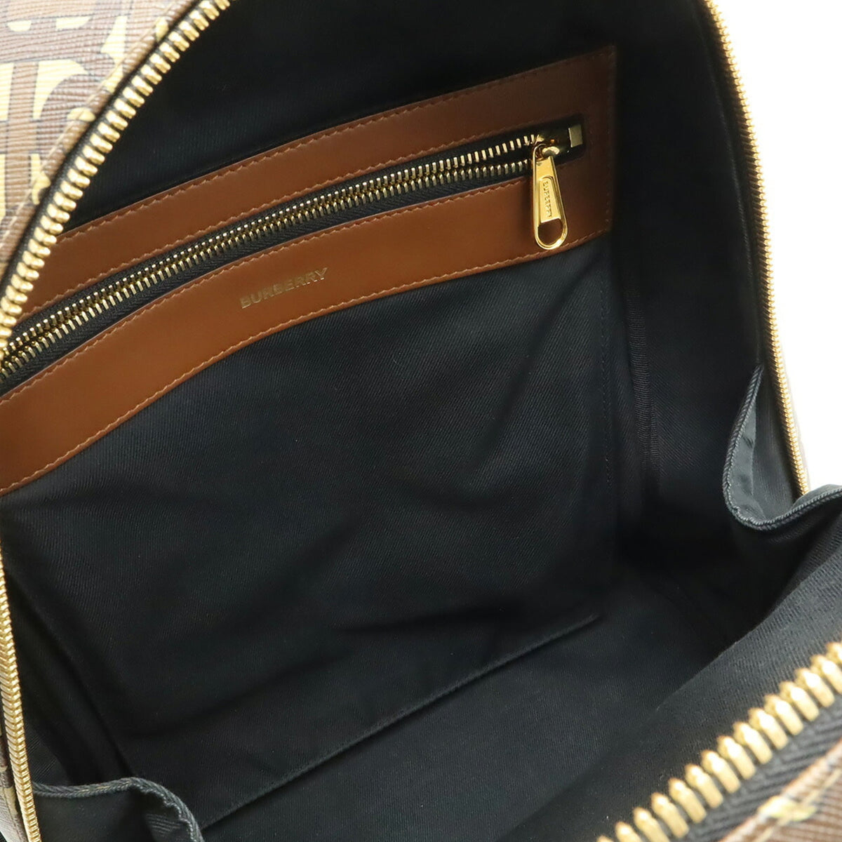 Burberry Beige Black Brown Coated Canvas Leather Backpack (Pre-Owned)