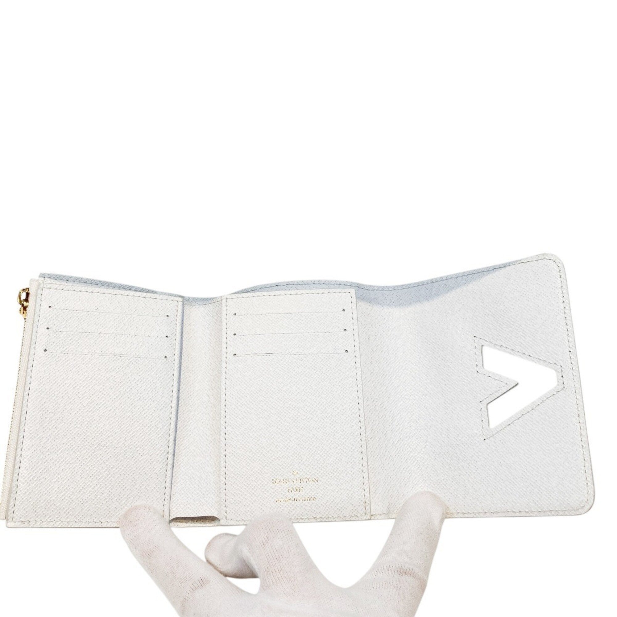 Louis Vuitton White Leather Wallet (Tri-Fold) (Pre-Owned)