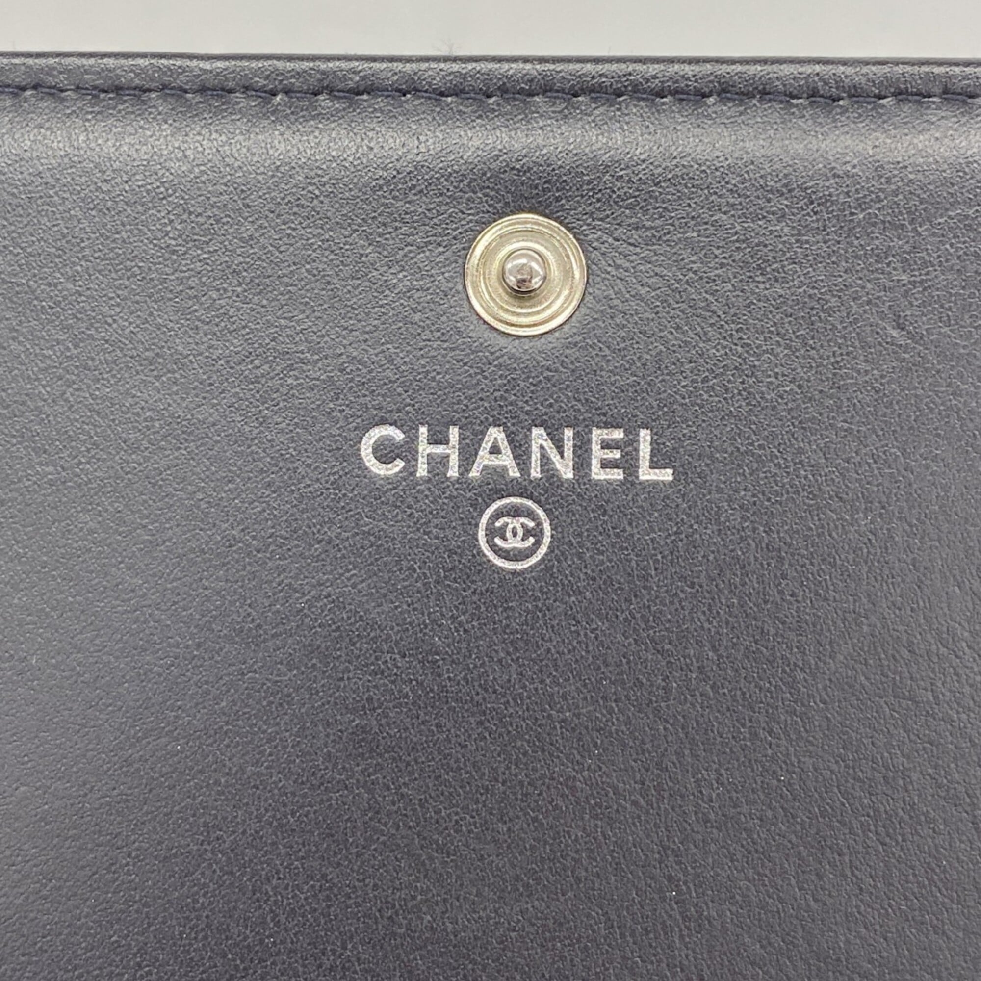 Chanel Black Orange Denim Long Wallet (Bi-Fold) (Pre-Owned)