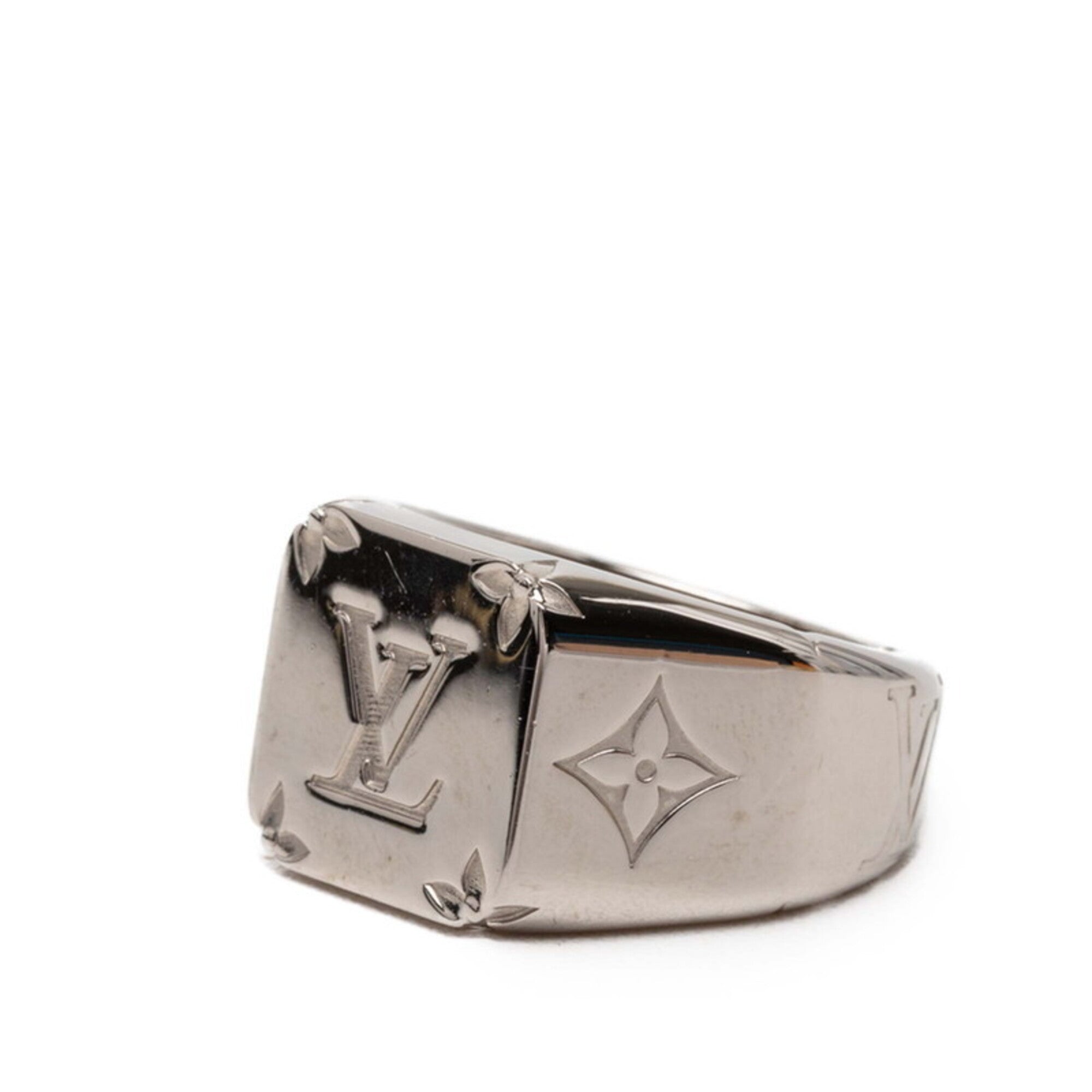 Louis Vuitton Silver Metal Band Ring (Pre-Owned)
