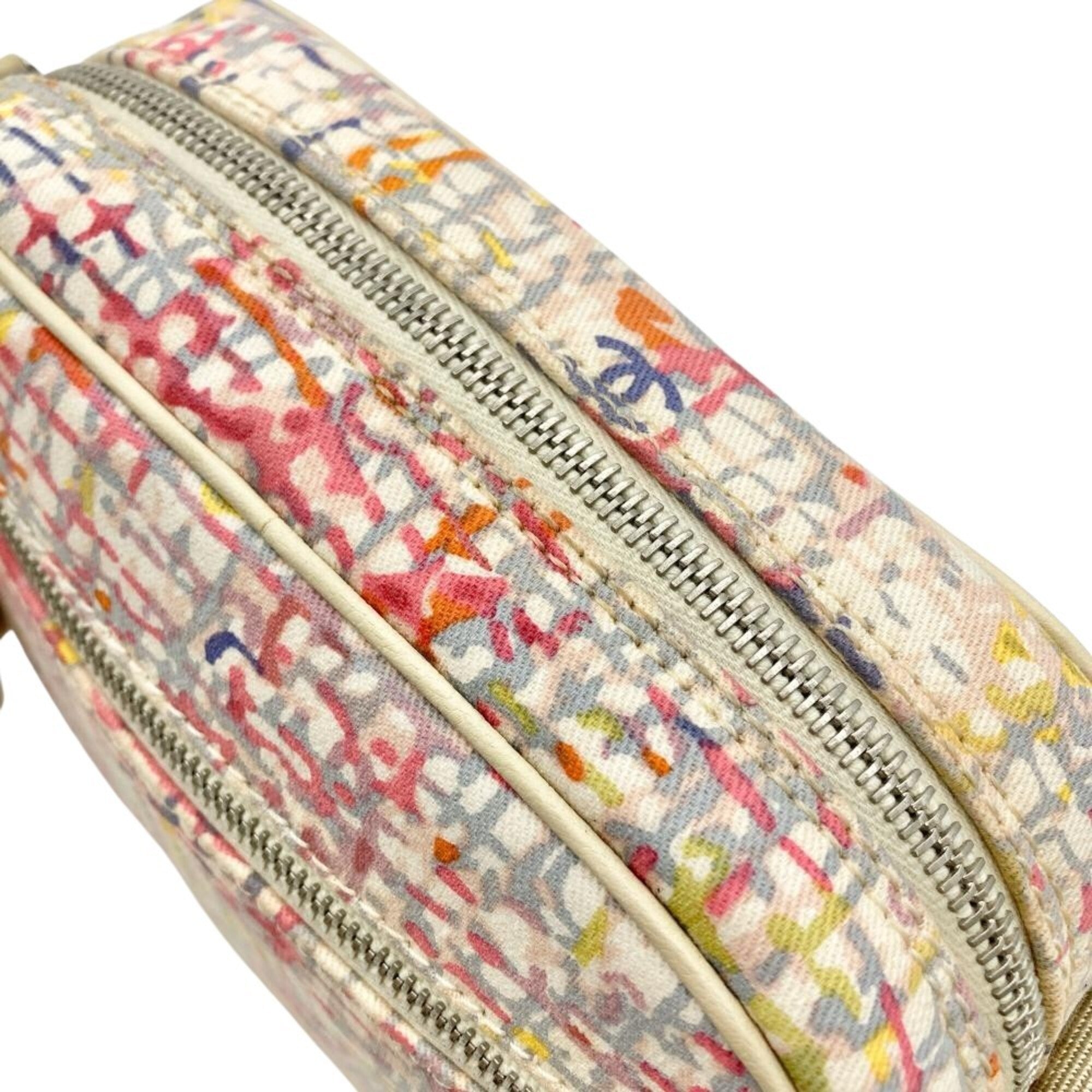 Chanel Beige Multi-Color Canvas Shoulder Bag (Pre-Owned)