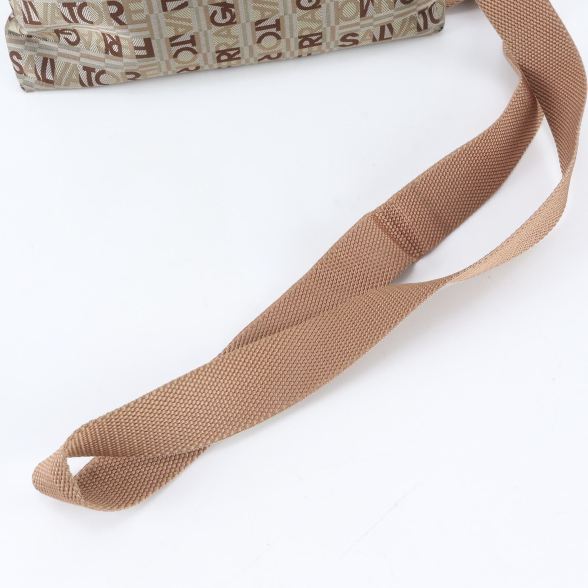 Salvatore Ferragamo Brown Leather Canvas Shoulder Bag (Pre-Owned)