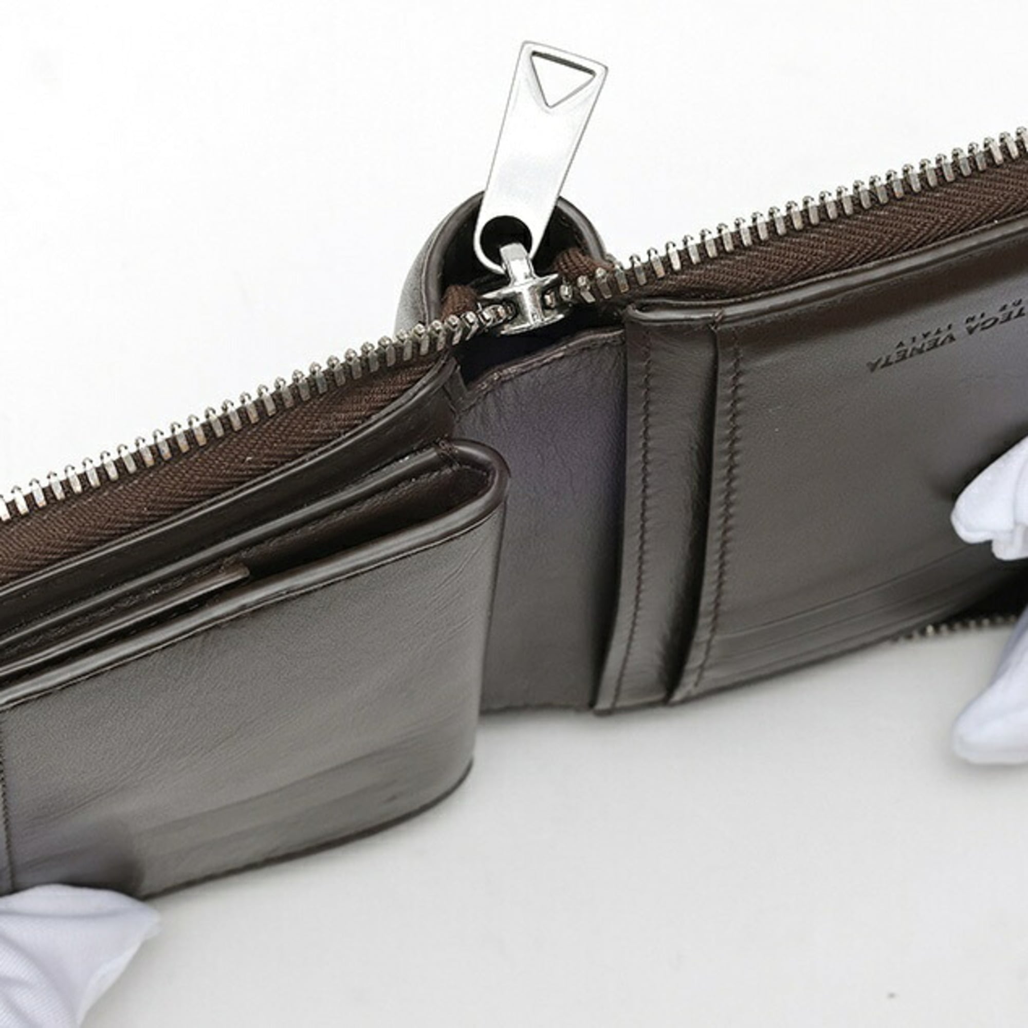 Bottega Veneta Dark Brown Intrecciato Leather Wallet (Bi-Fold) (Pre-Owned)