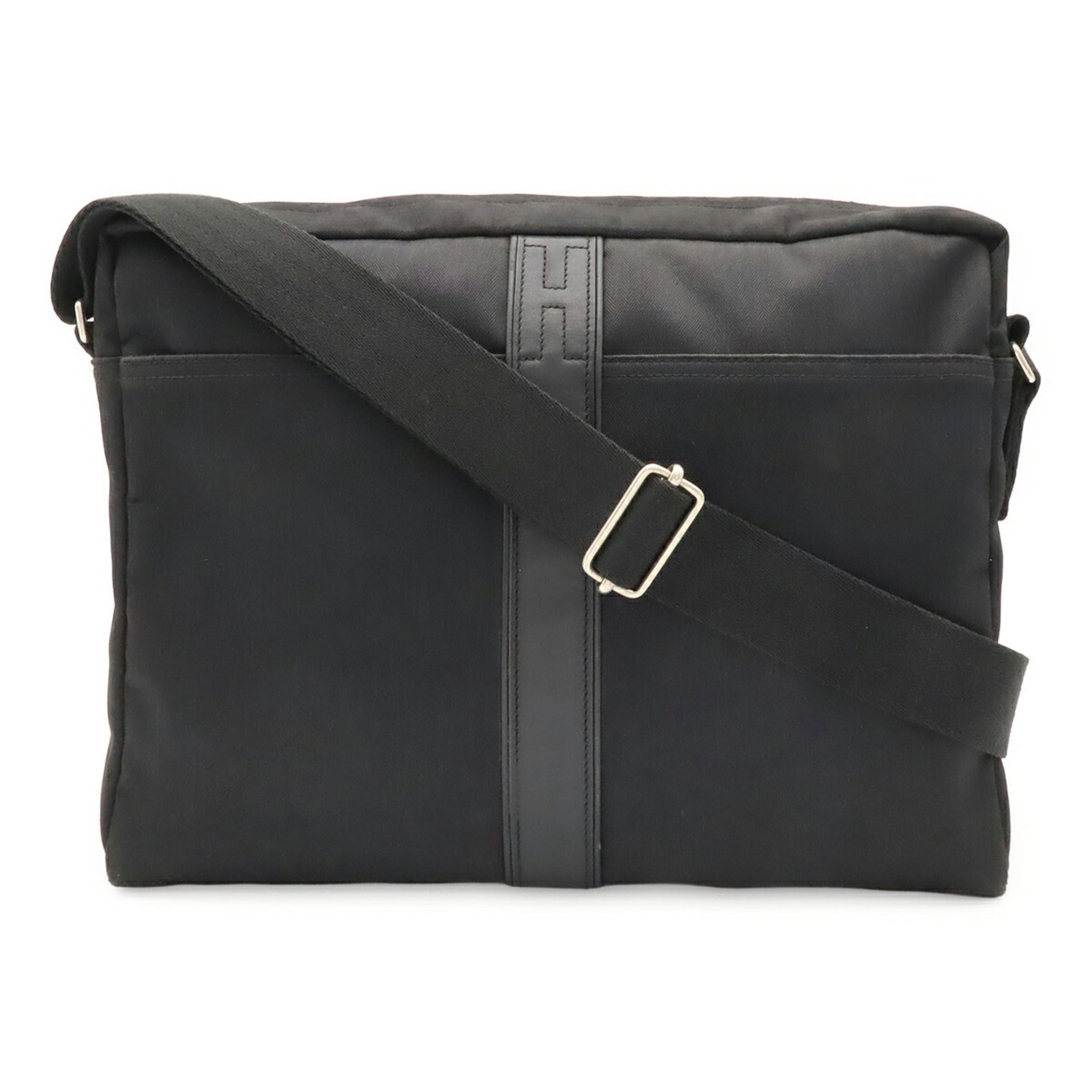 Hermes Acapulco Black Nylon Leather Handbag Shoulder Bag (Pre-Owned)