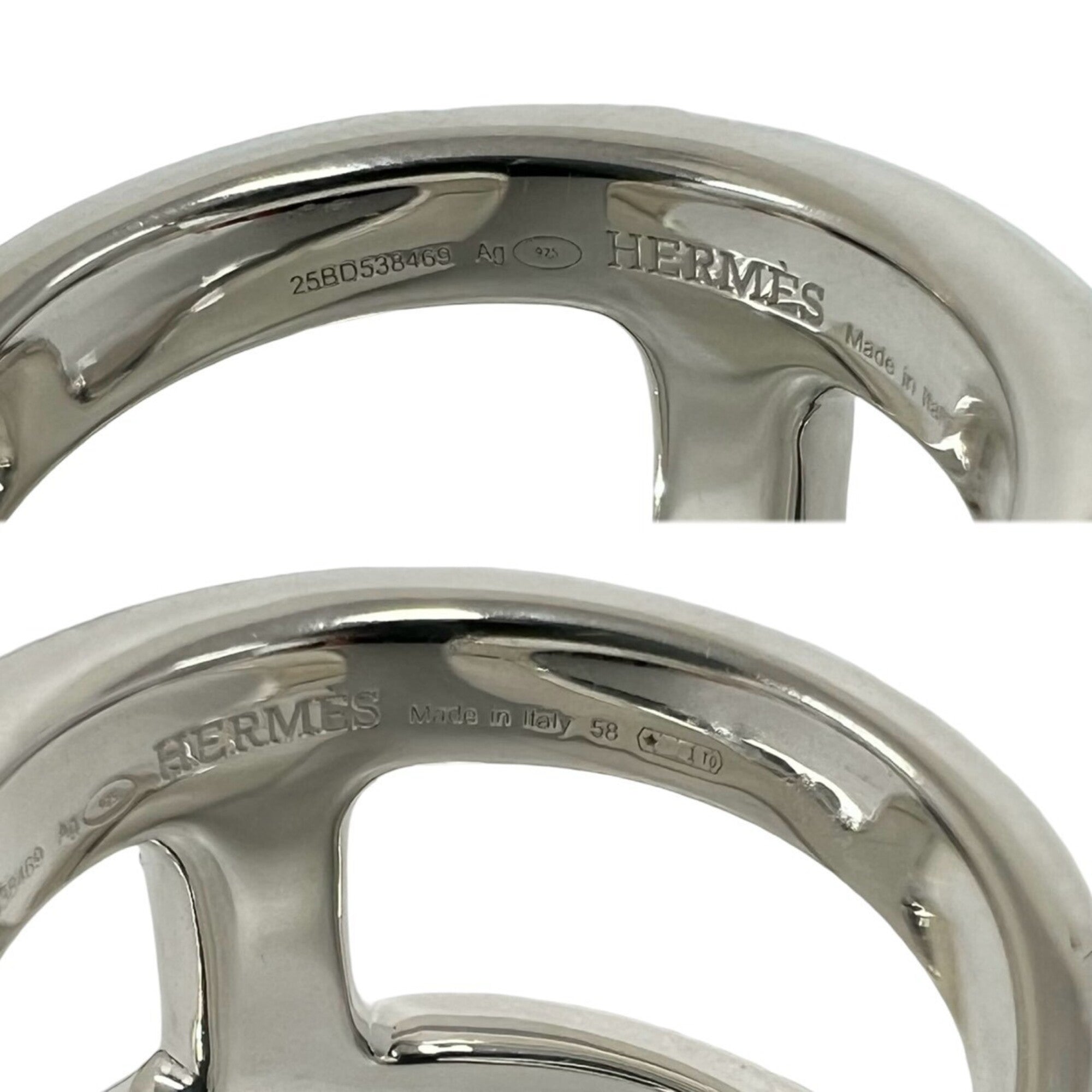 Hermes Silver Silver 925 Band Ring (Pre-Owned)
