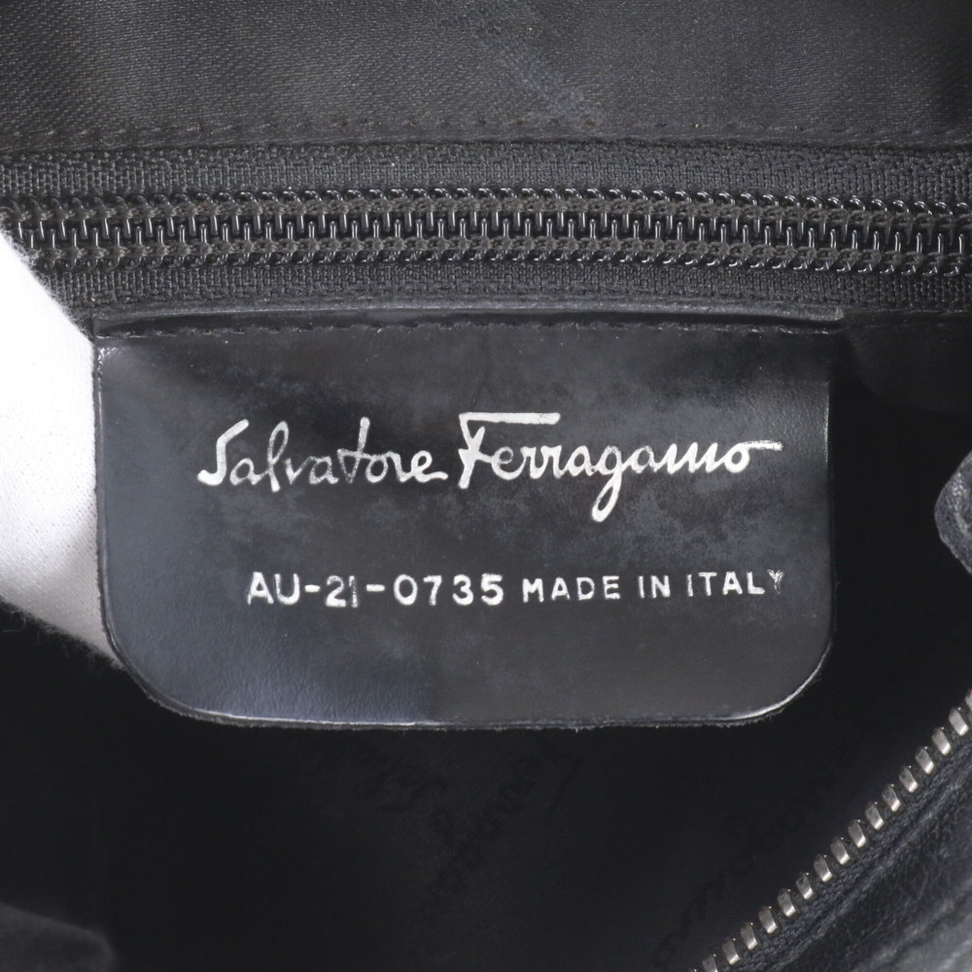 Salvatore Ferragamo Black Leather Canvas Handbag Shoulder Bag Tote Bag (Pre-Owned)