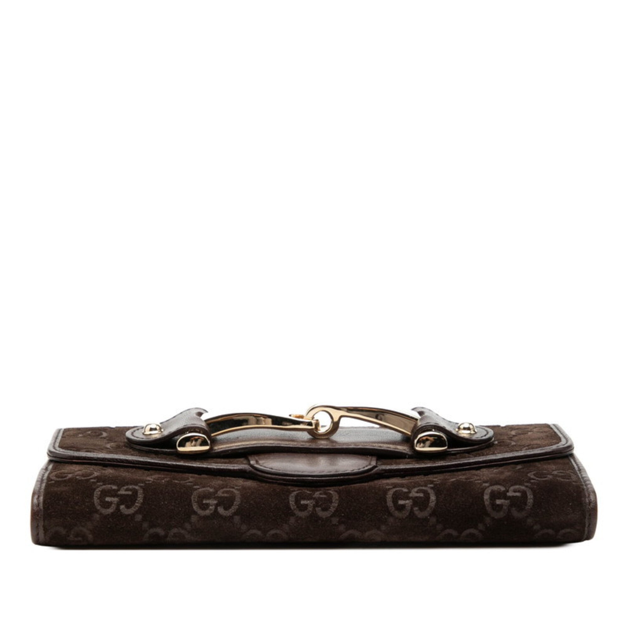 Gucci Brown Suede Leather Long Wallet (Bi-Fold) (Pre-Owned)
