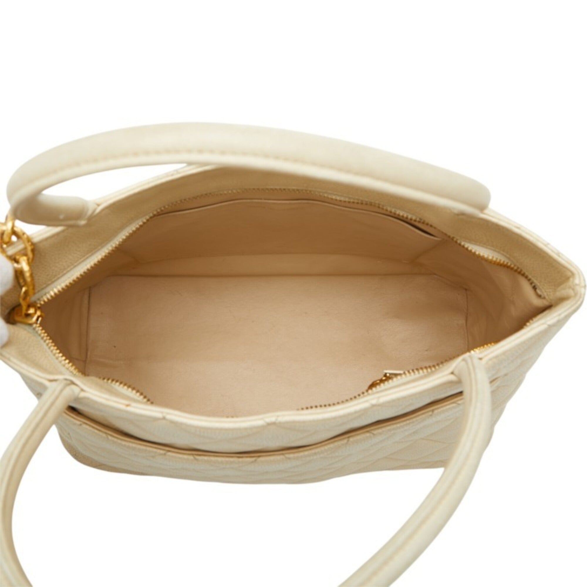 Chanel Ivory White Grained Calfskin Handbag Tote Bag (Pre-Owned)
