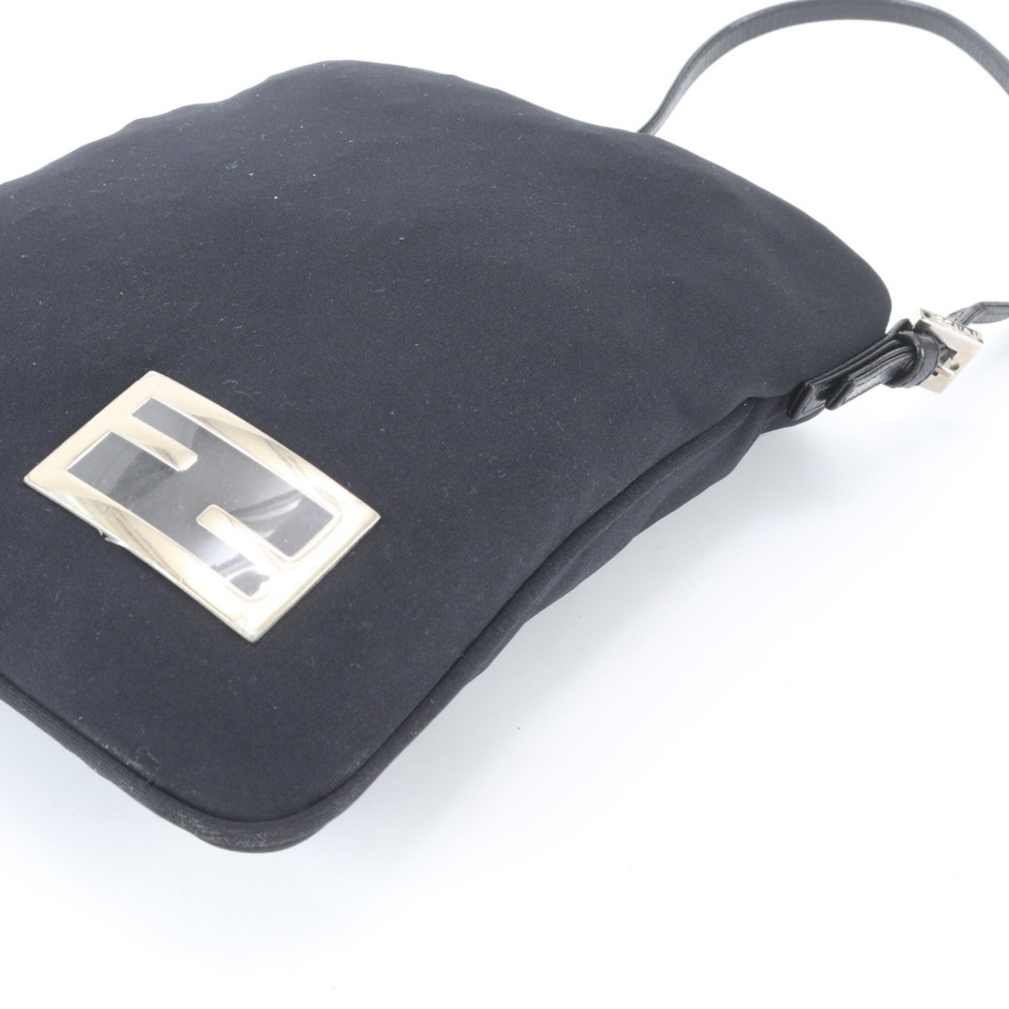 Fendi Black Leather Canvas Handbag Shoulder Bag (Pre-Owned)