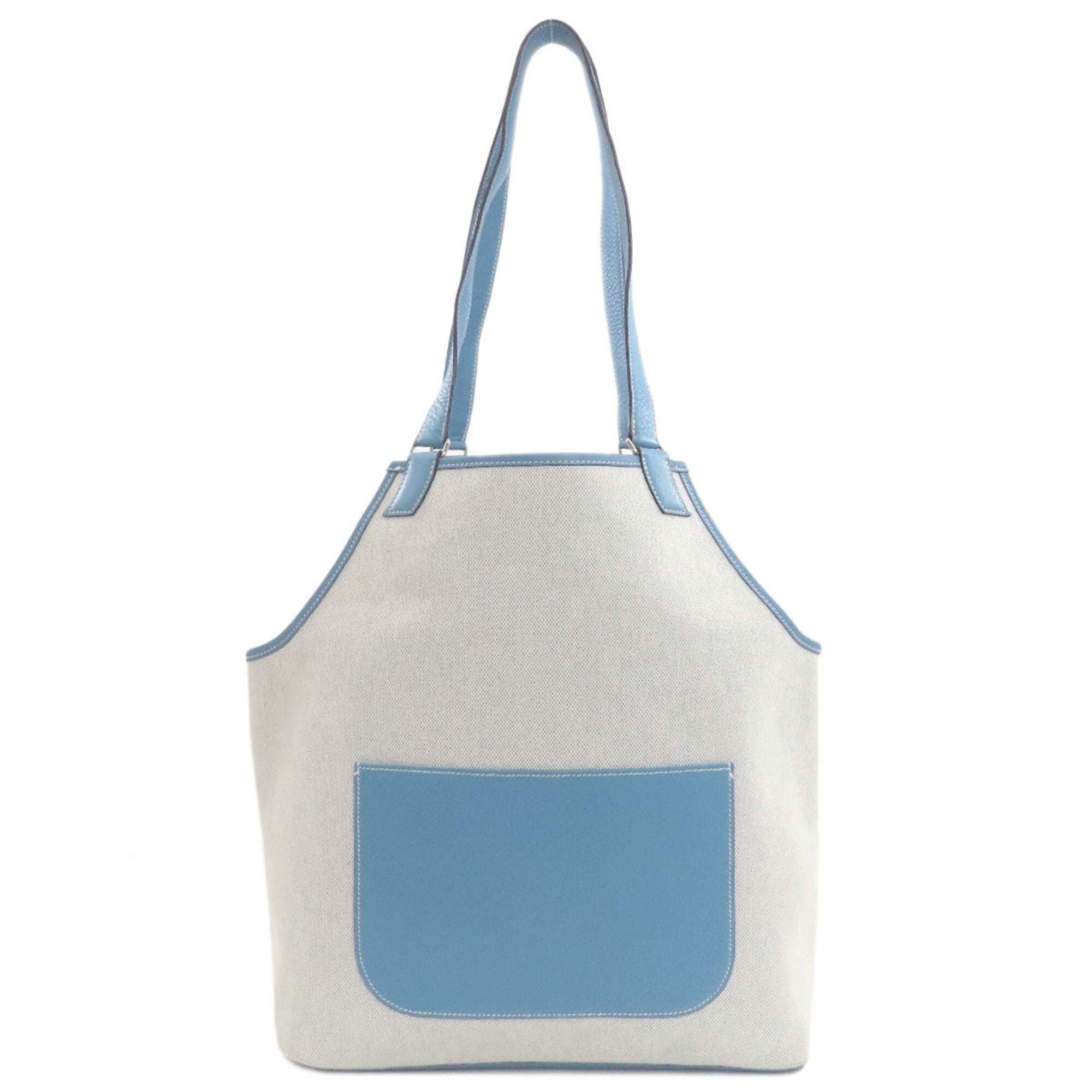 Hermes Light Blue Toile H Leather Tote Bag (Pre-Owned)