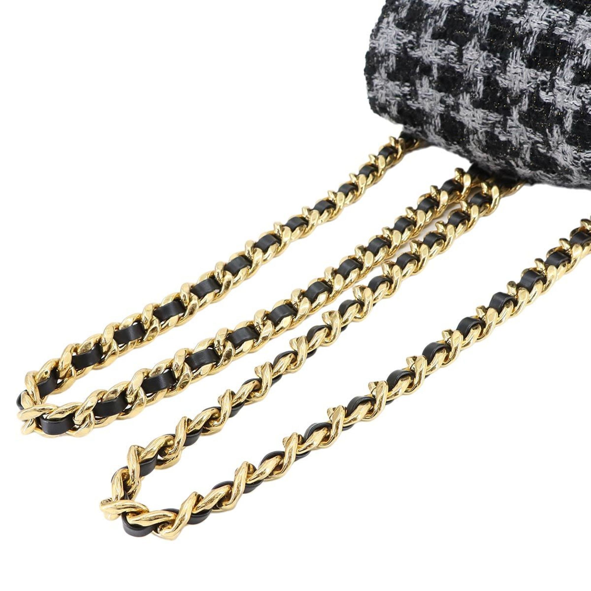 Chanel Black Gray Tweed Leather Backpack (Pre-Owned)