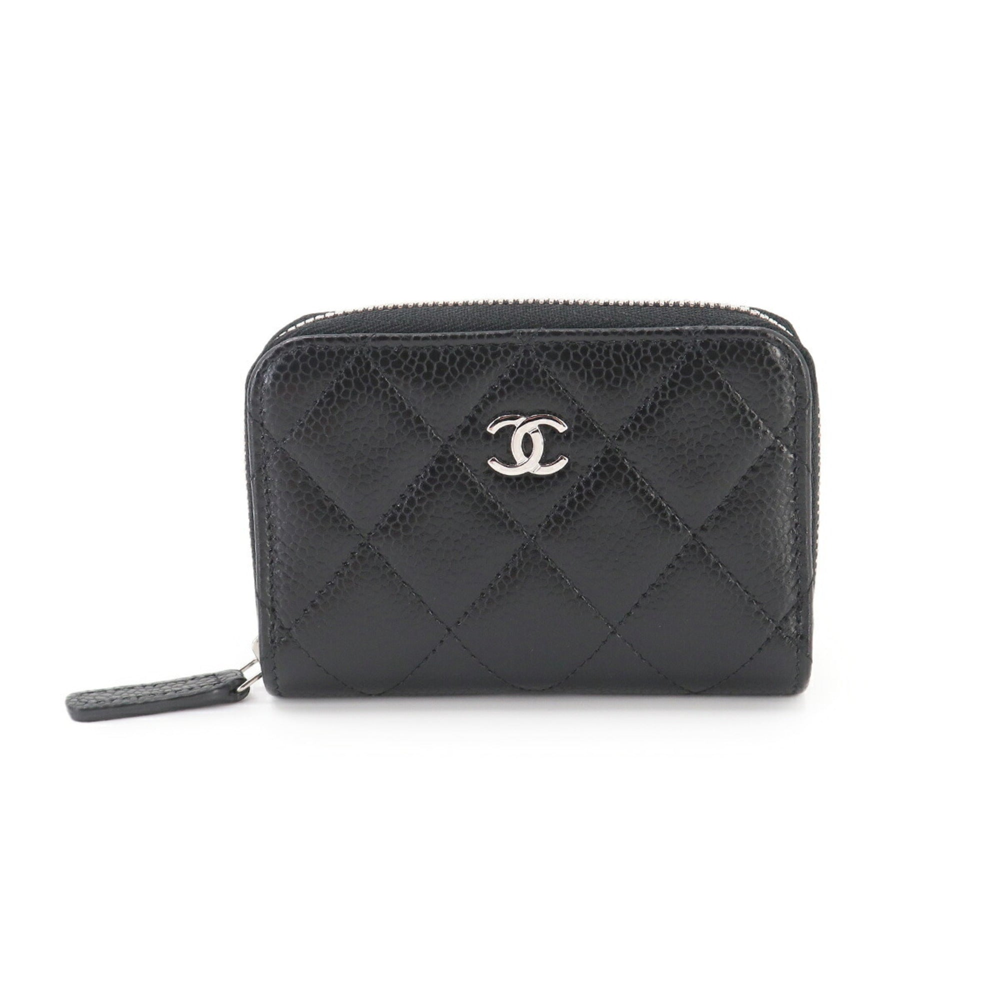 Chanel Matelasse Black Grained Calfskin Coin Purse/Coin Case (Pre-Owned)