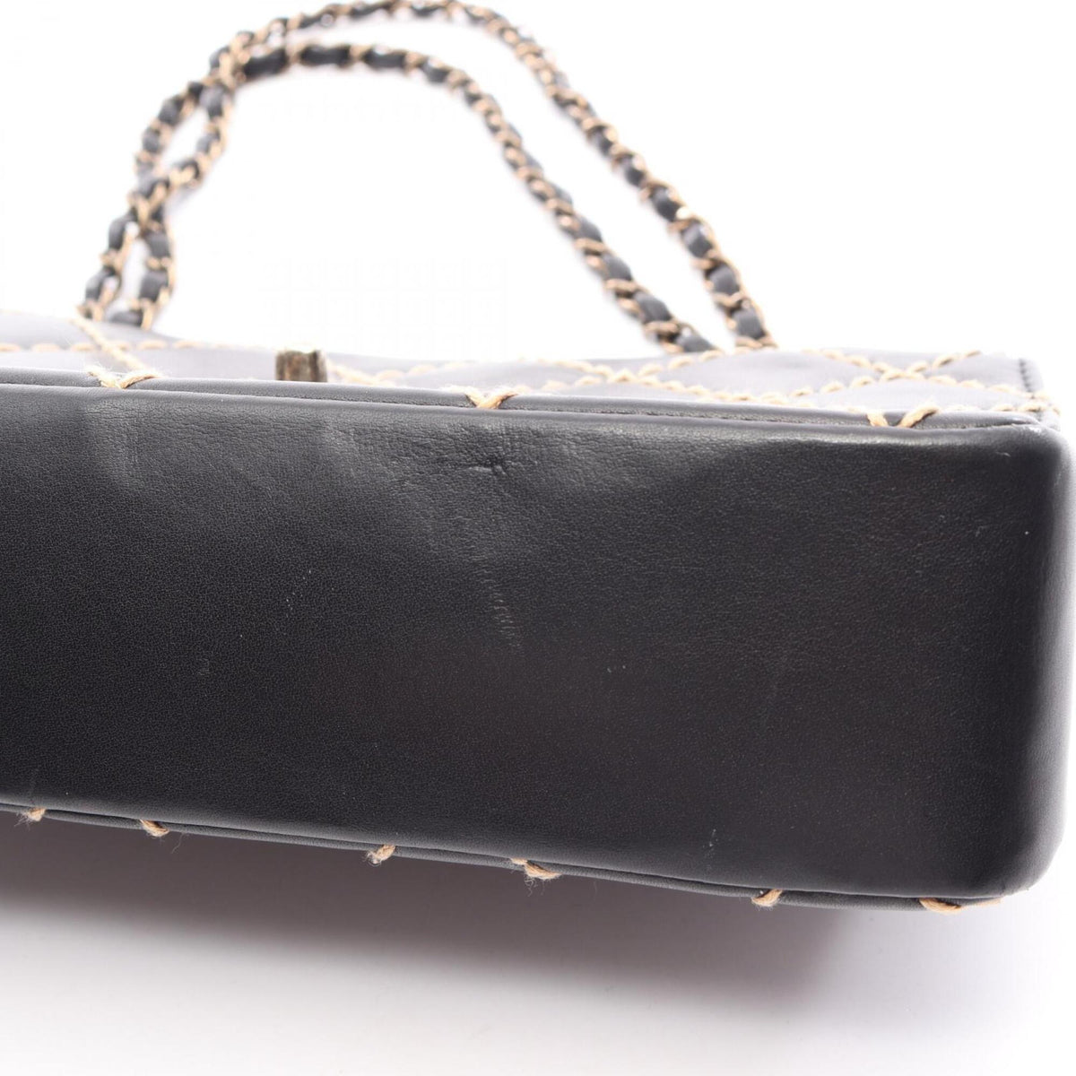 Chanel Wild Stitch Black Leather Handbag Shoulder Bag (Pre-Owned)