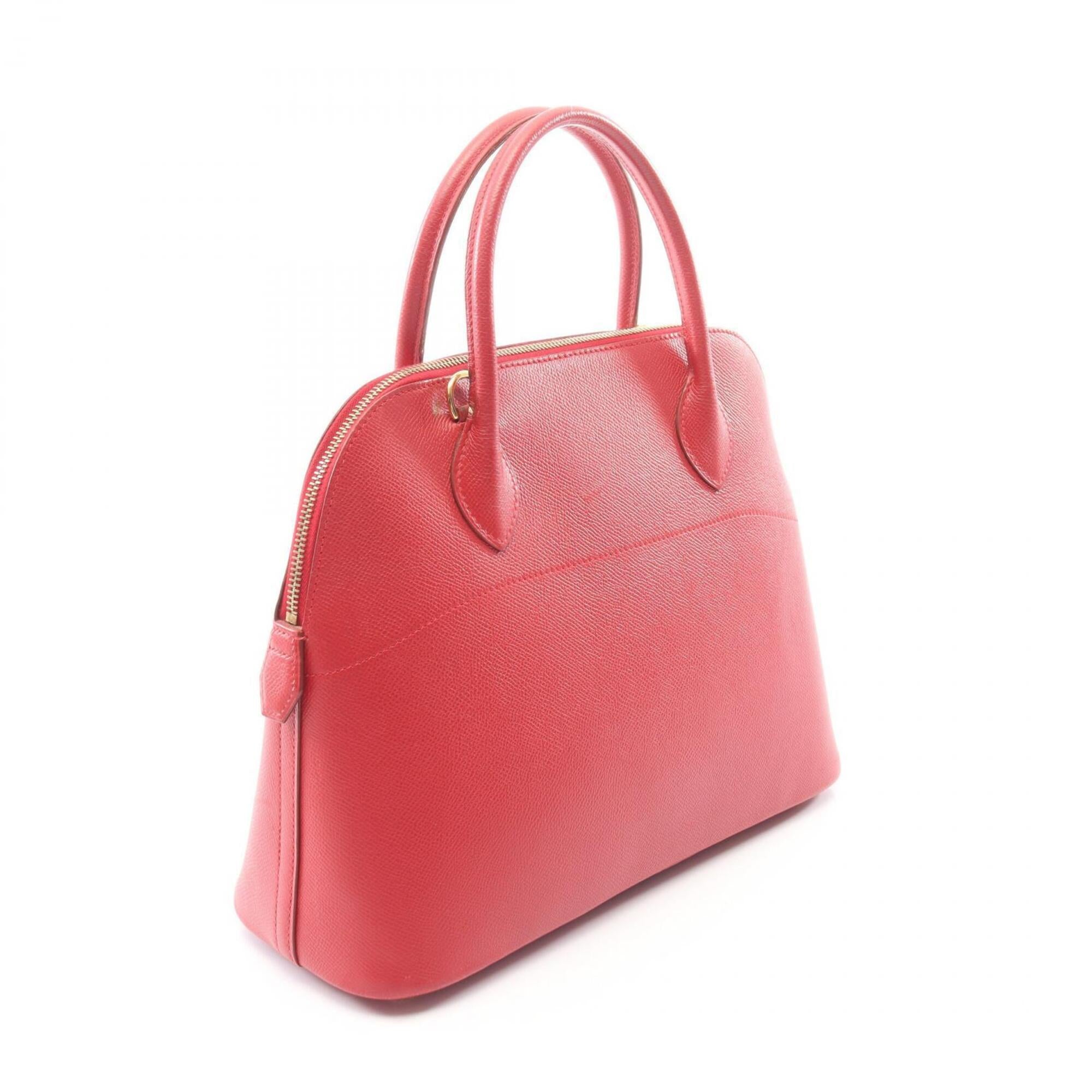 Hermes Red Color Courchevel Leather Handbag (Pre-Owned)