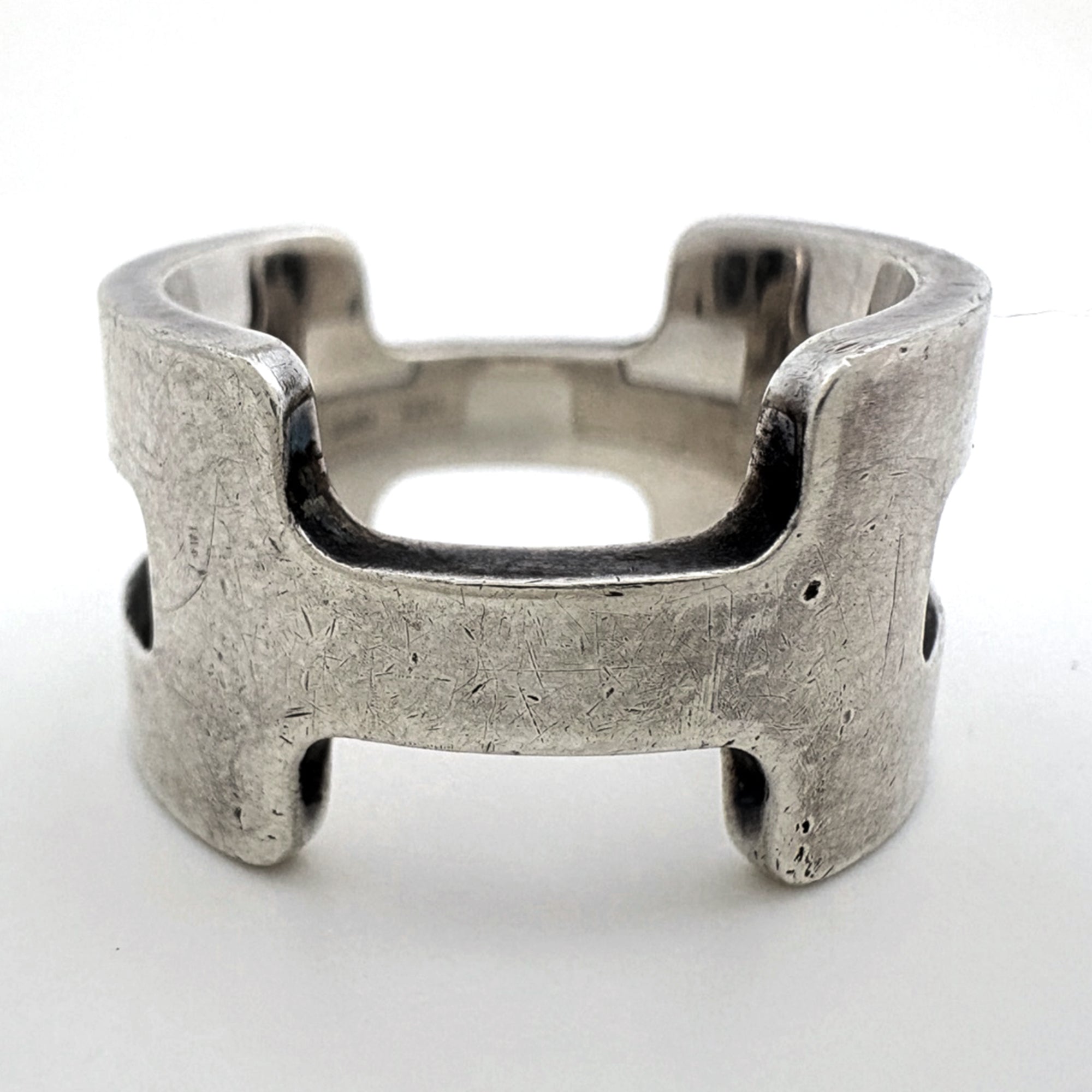 Hermes Silver Silver 925 Band Ring (Pre-Owned)