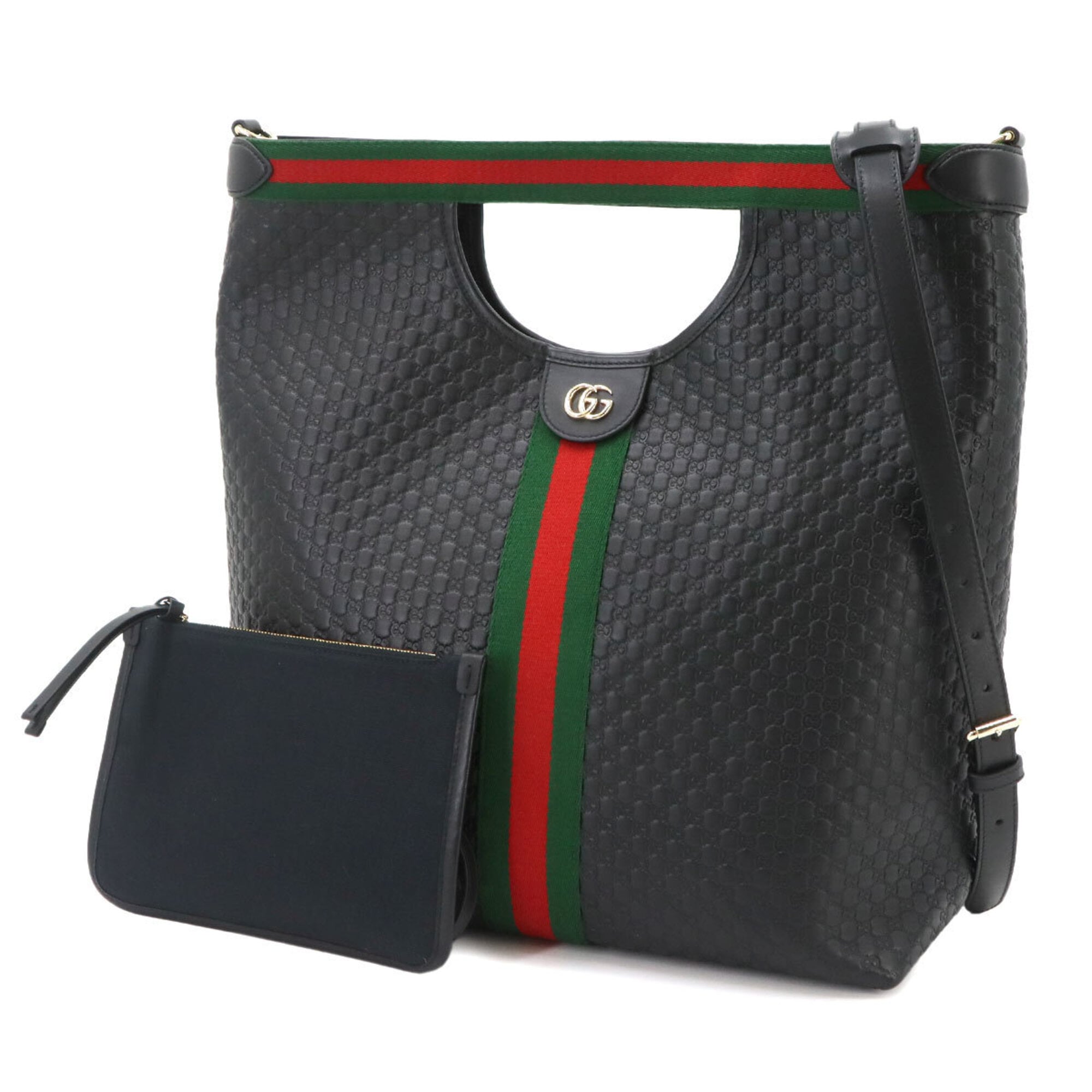 Gucci Ophidia Black Embossed Handbag Tote Bag (Pre-Owned)