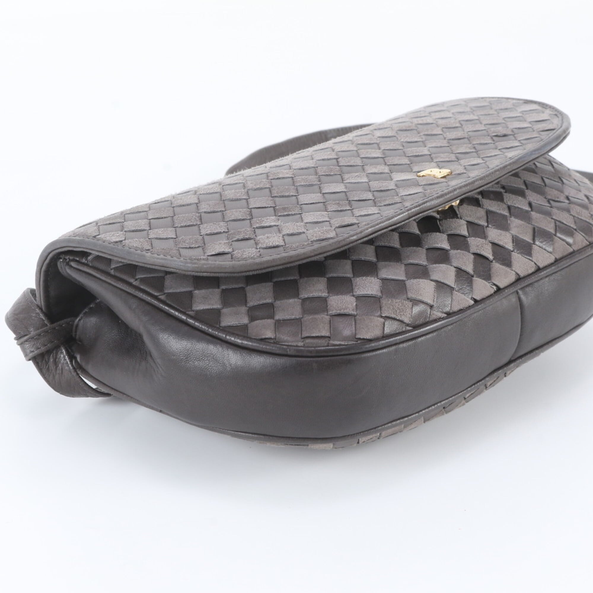 Bally Gray Leather Crossbody Bag Shoulder Bag (Pre-Owned)