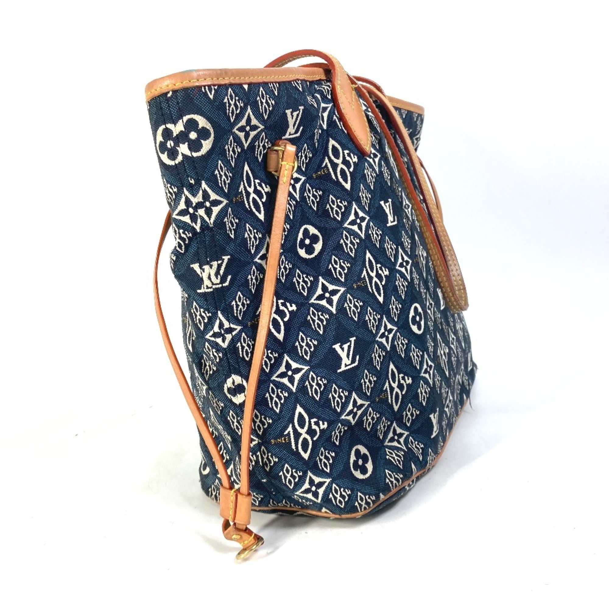 Louis Vuitton Navy Jacquard Shoulder Bag Tote Bag (Pre-Owned)