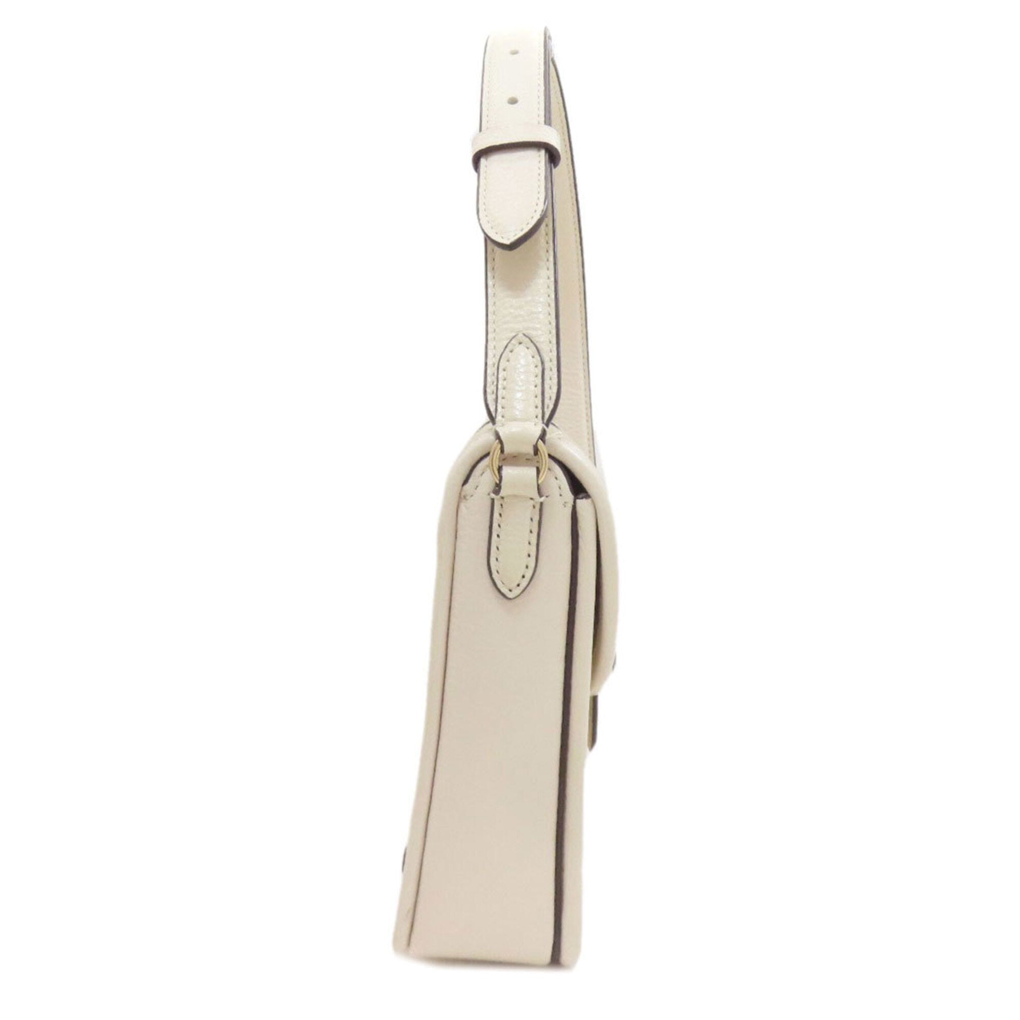 Coach Signature Beige White Canvas Leather Shoulder Bag (Pre-Owned)