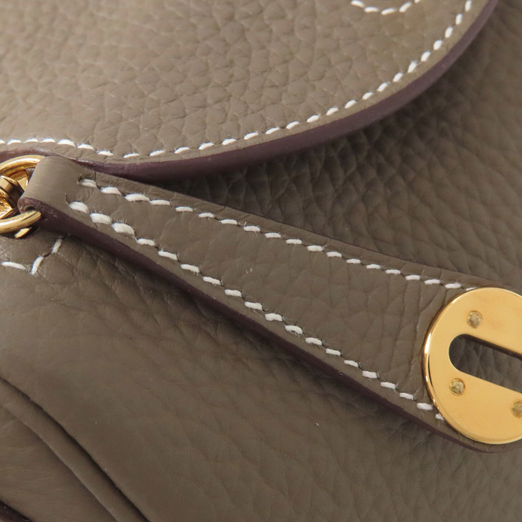 Hermes Lindy Etoupe Gray Taurillon Clemence Leather Handbag (Pre-Owned)