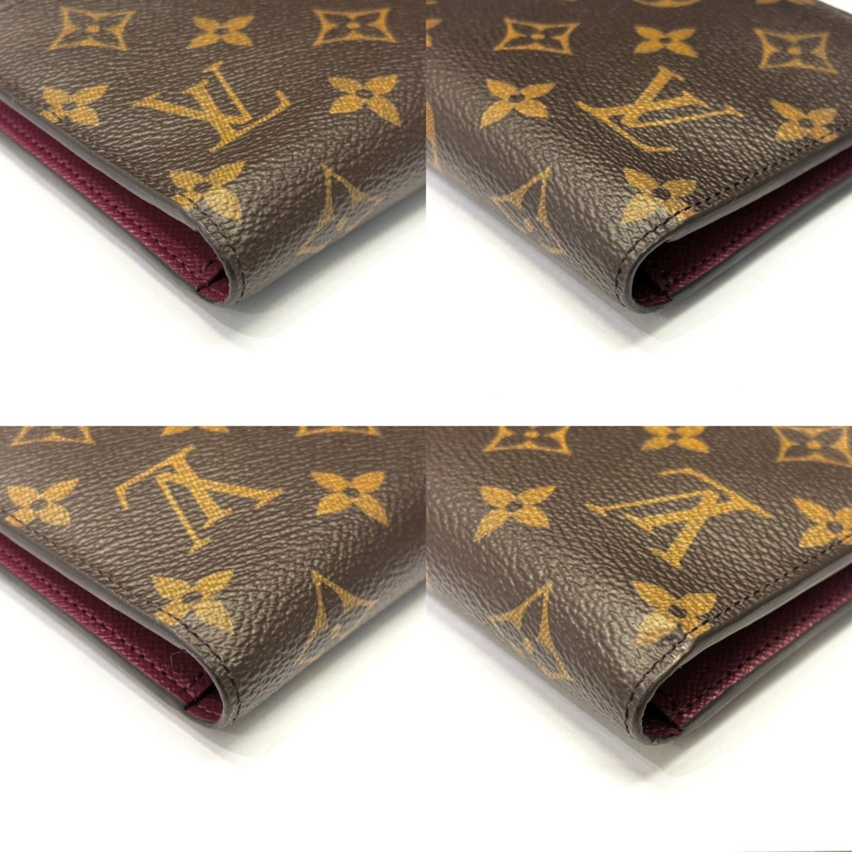 Louis Vuitton Monogram Brown Red Color Monogram Long Wallet (Bi-Fold) (Pre-Owned)