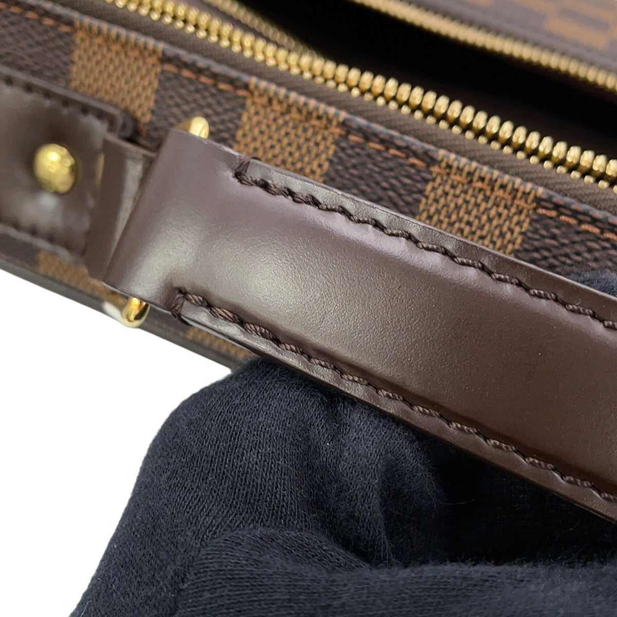 Louis Vuitton Brown Damier Canvas Ebene Exotic Leather Handbag (Pre-Owned)