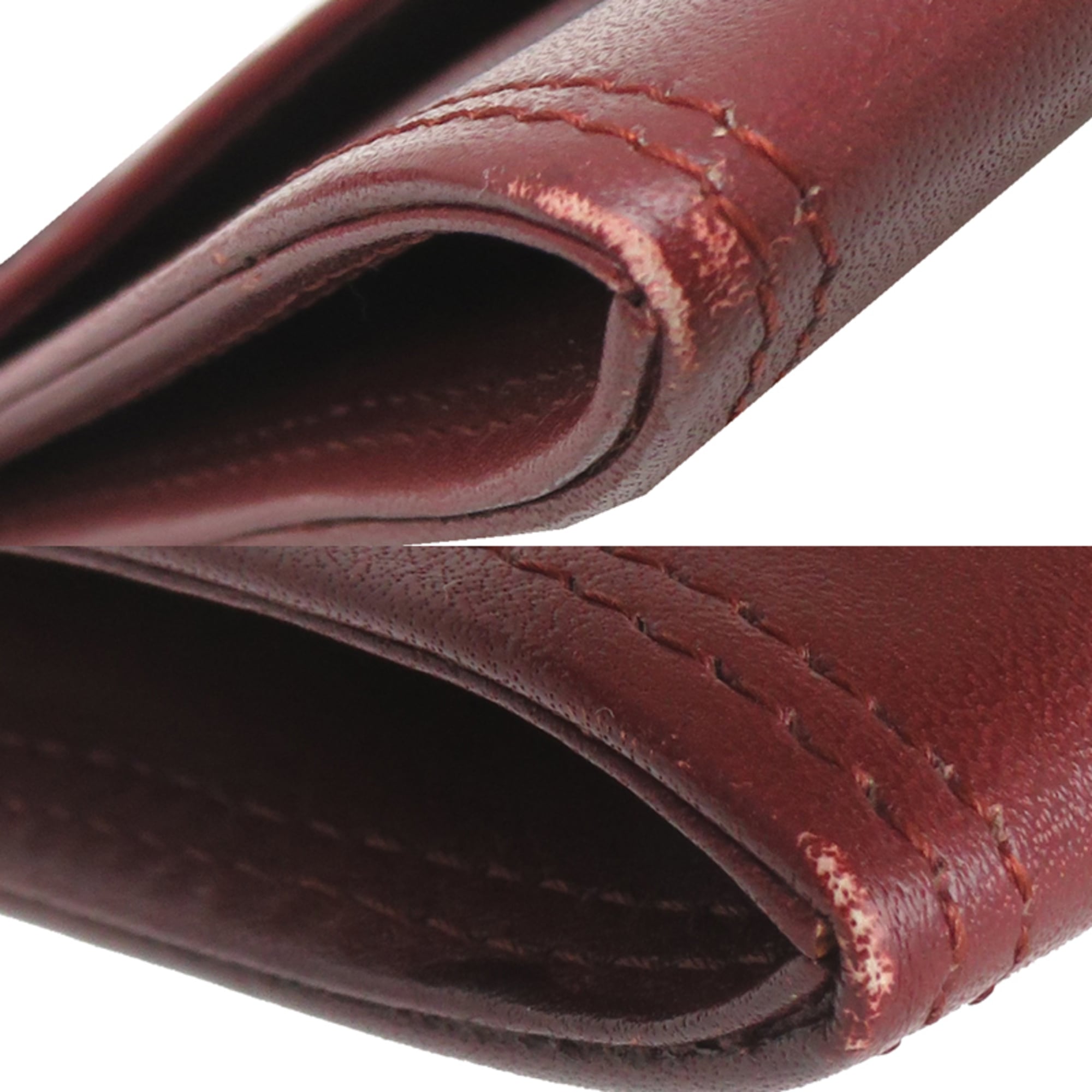 Cartier Bordeaux Red Color Leather Clutch Bag (Pre-Owned)