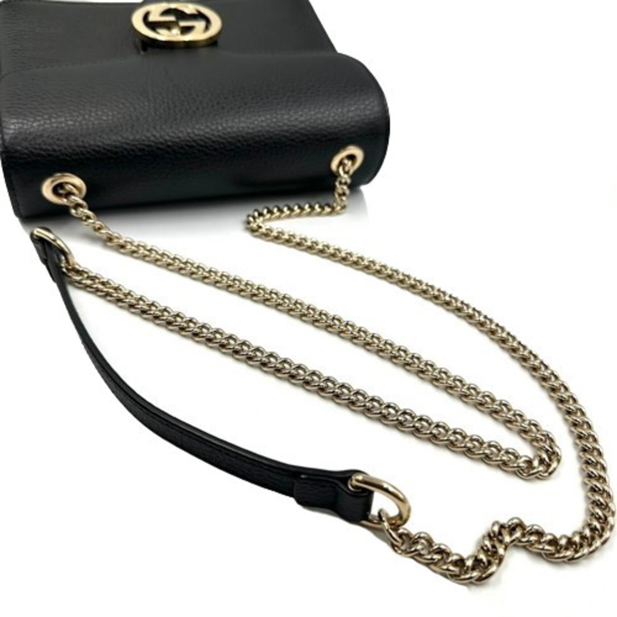 Gucci Gg Marmont Black Leather Shoulder Bag (Pre-Owned)
