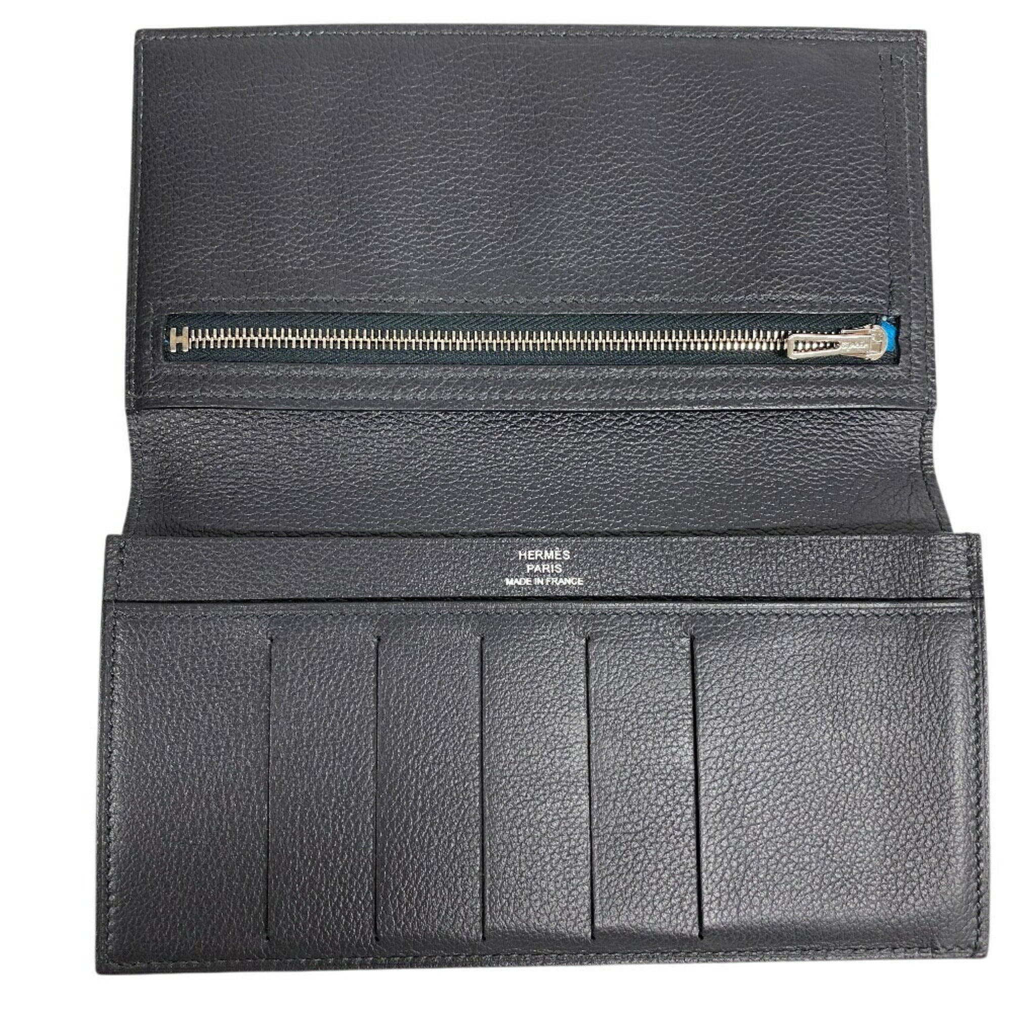 Hermes Black Leather Long Wallet (Bi-Fold) (Pre-Owned)