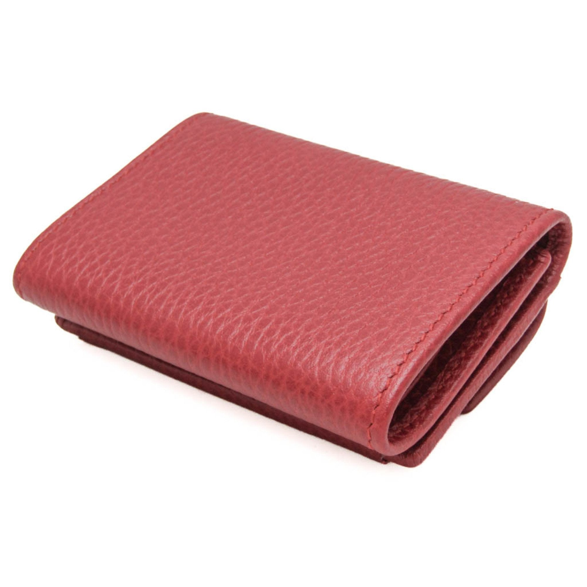 Gucci Red Color Leather Wallet (Tri-Fold) (Pre-Owned)