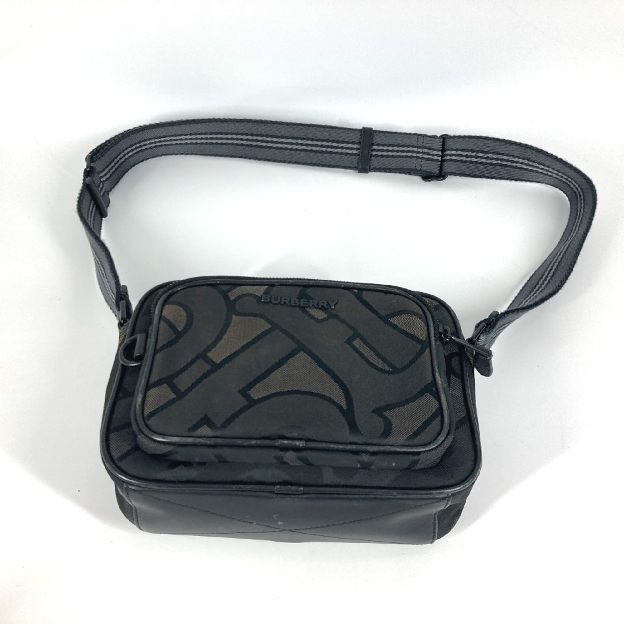 Burberry Black Gray Nylon Canvas Pochette Shoulder Bag (Pre-Owned)
