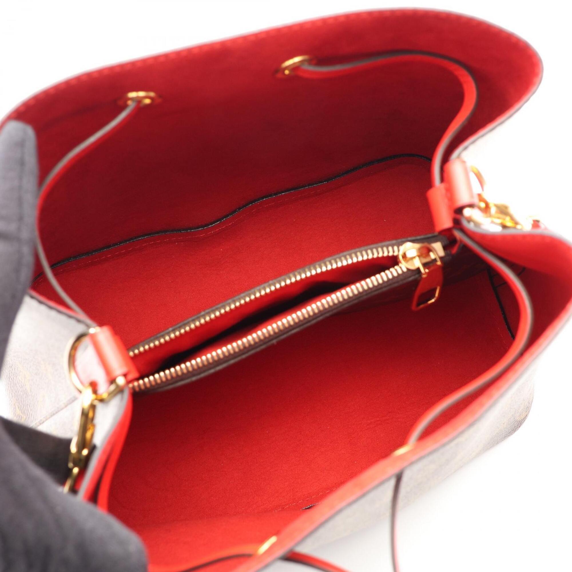 Louis Vuitton Brown Monogram Red Color Coated Canvas Leather Handbag Shoulder Bag (Pre-Owned)