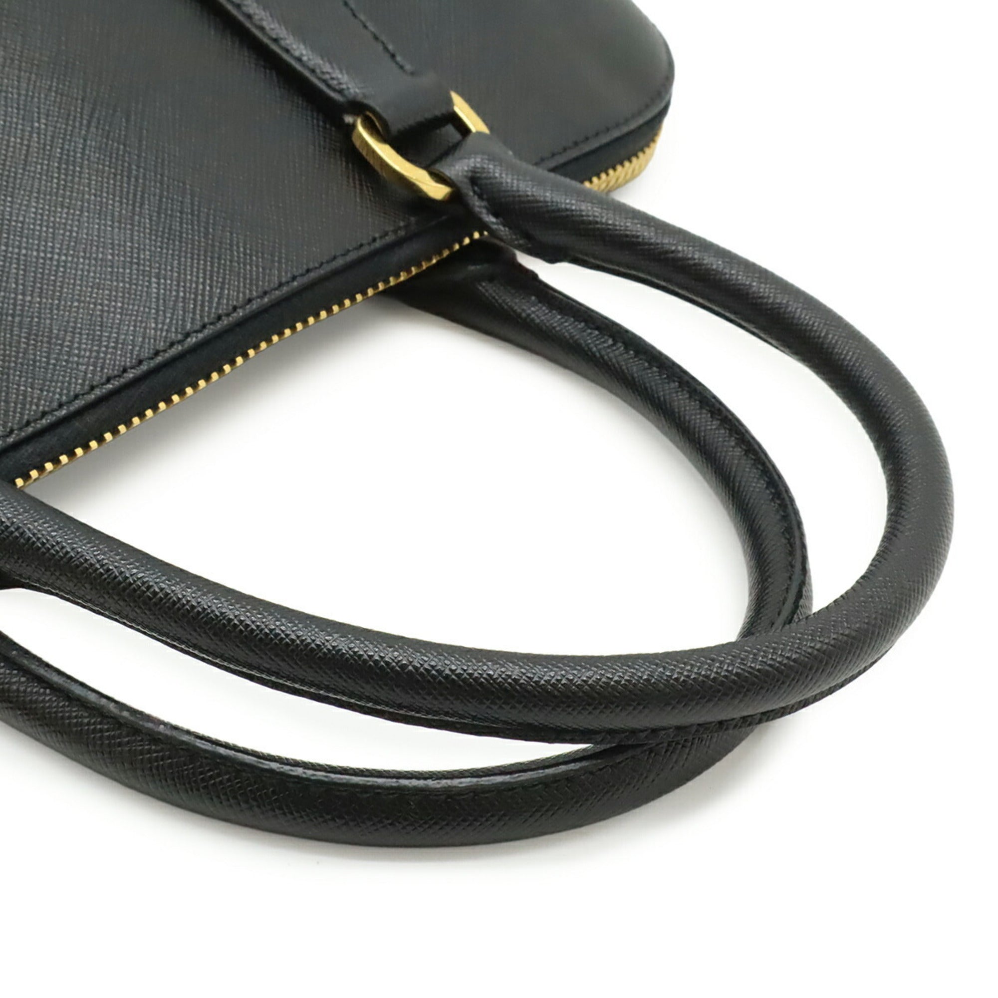Prada Saffiano Black Nero Leather Handbag Tote Bag (Pre-Owned)