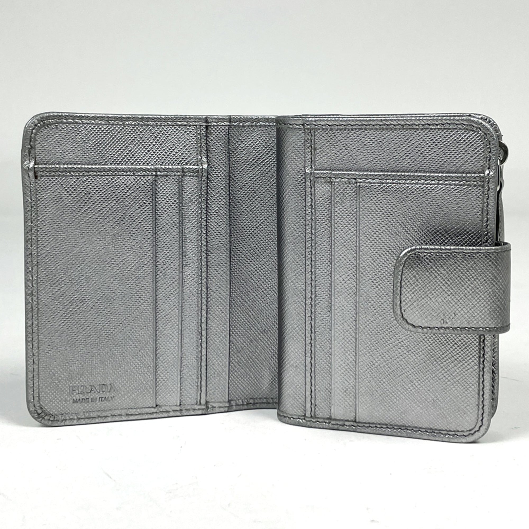 Prada Silver Saffiano Wallet (Bi-Fold) (Pre-Owned)