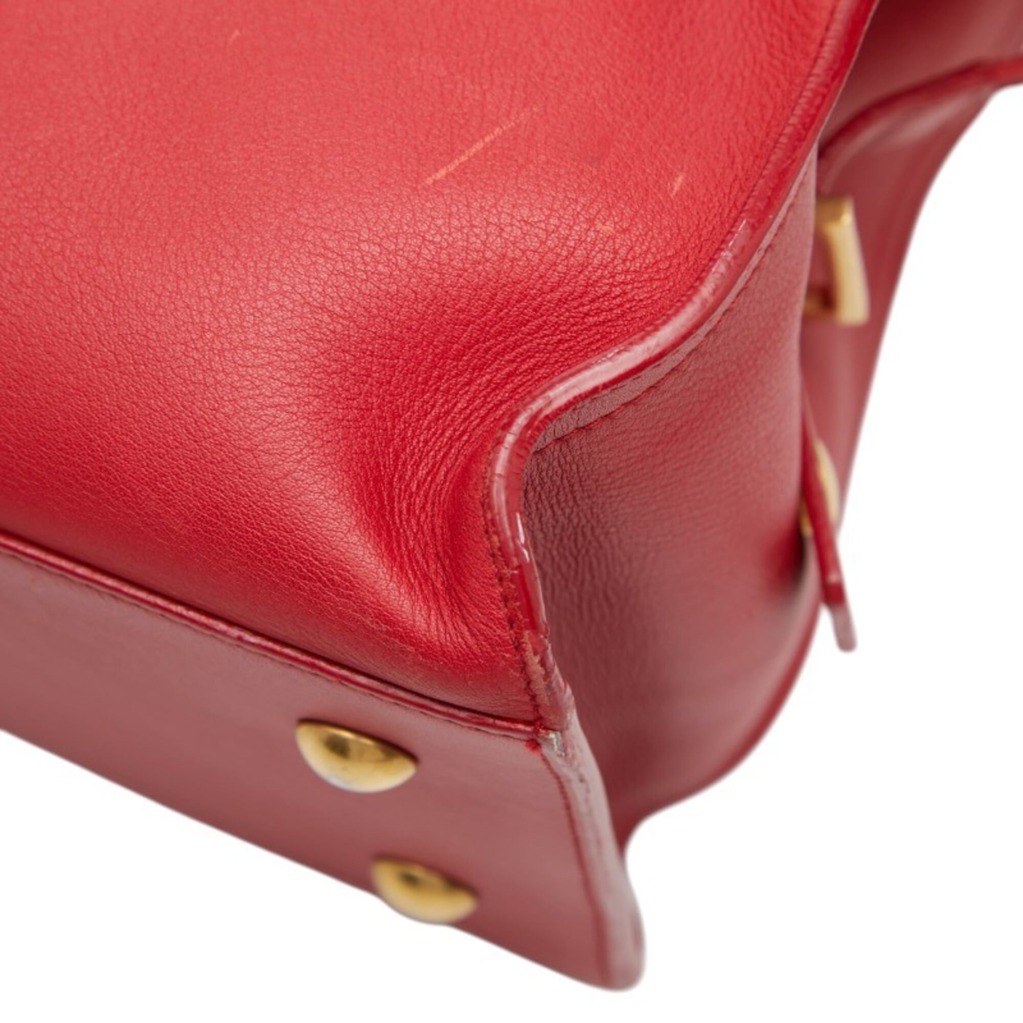 Saint Laurent Red Color Leather Handbag Shoulder Bag (Pre-Owned)