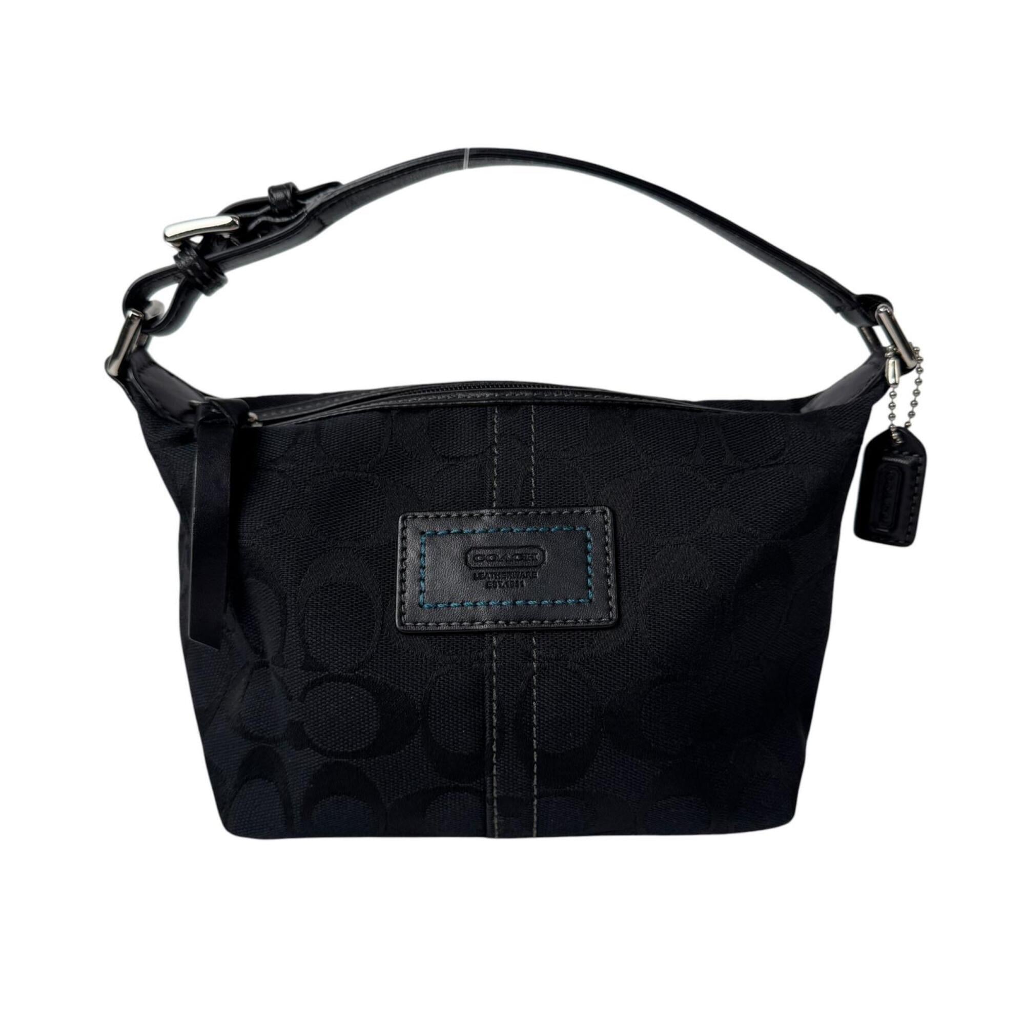 Coach Black Canvas Leather Handbag Pouch Shoulder Bag (Pre-Owned)