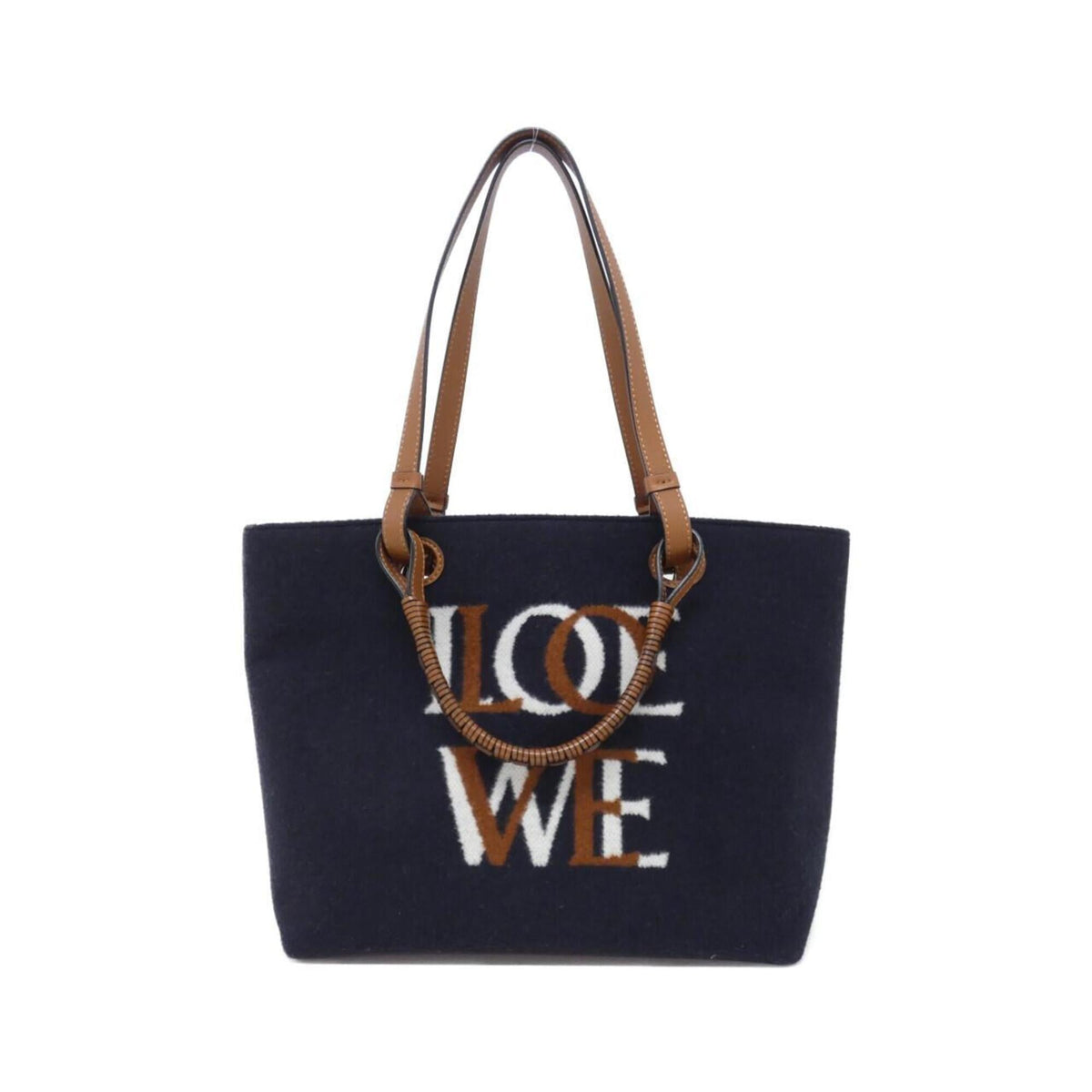 Loewe Blue Navy Acrylic Wool Polyester Leather Handbag (Pre-Owned)