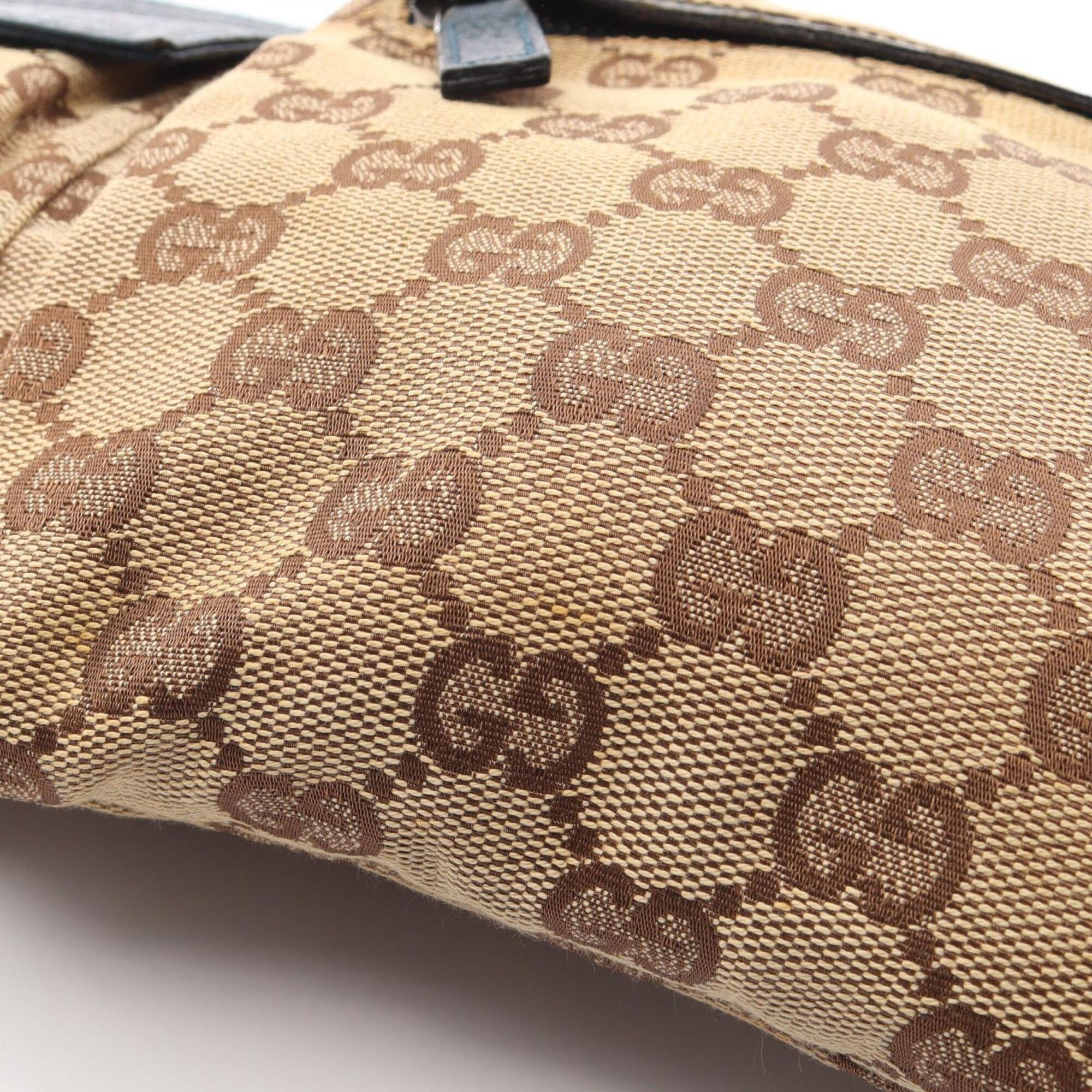 Gucci Beige Green Orange Canvas Leather Fanny Pack Handbag (Pre-Owned)