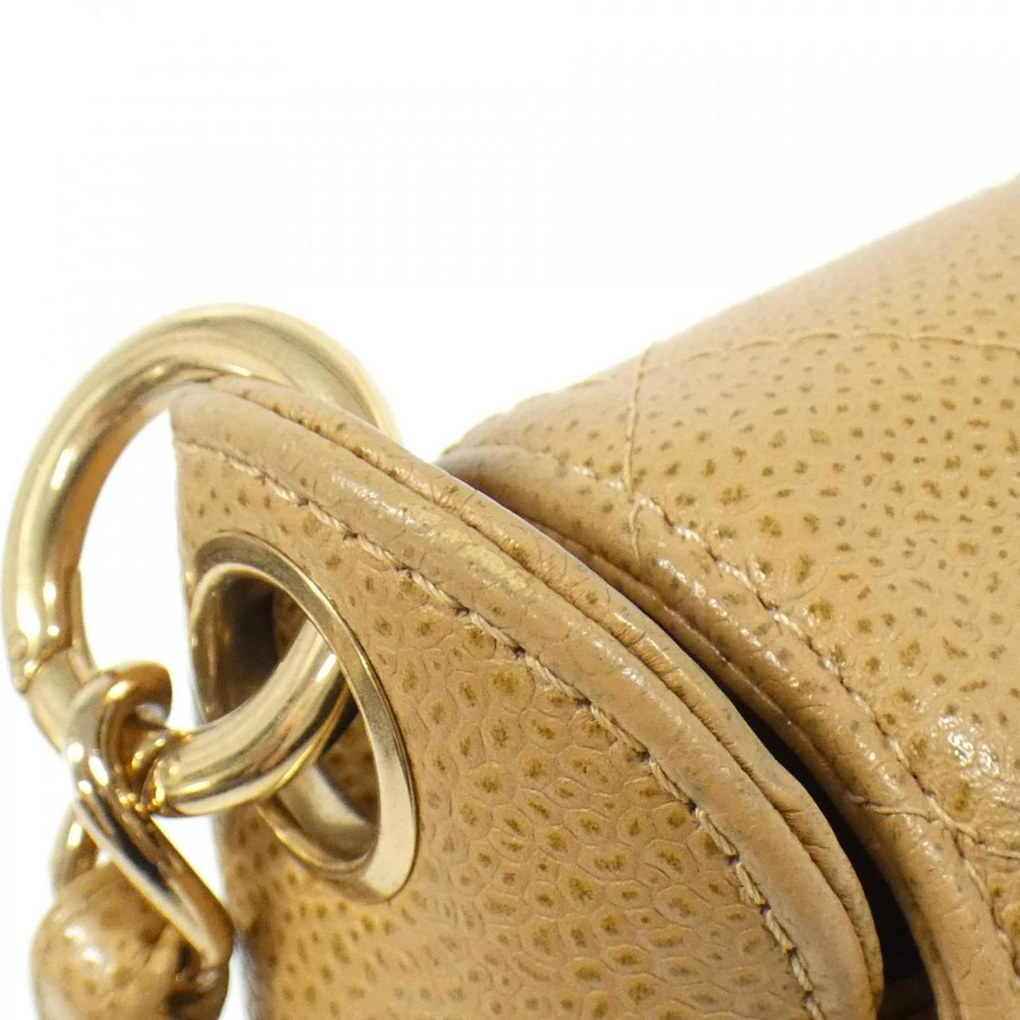 Chanel Beige Grained Calfskin Shoulder Bag (Pre-Owned)